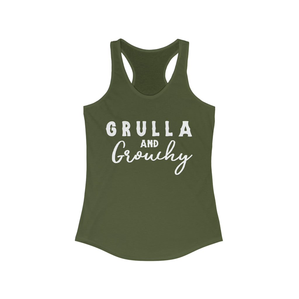 Grulla & Grouchy Racerback Tank Horse Color Shirts Printify XS Solid Military Green 
