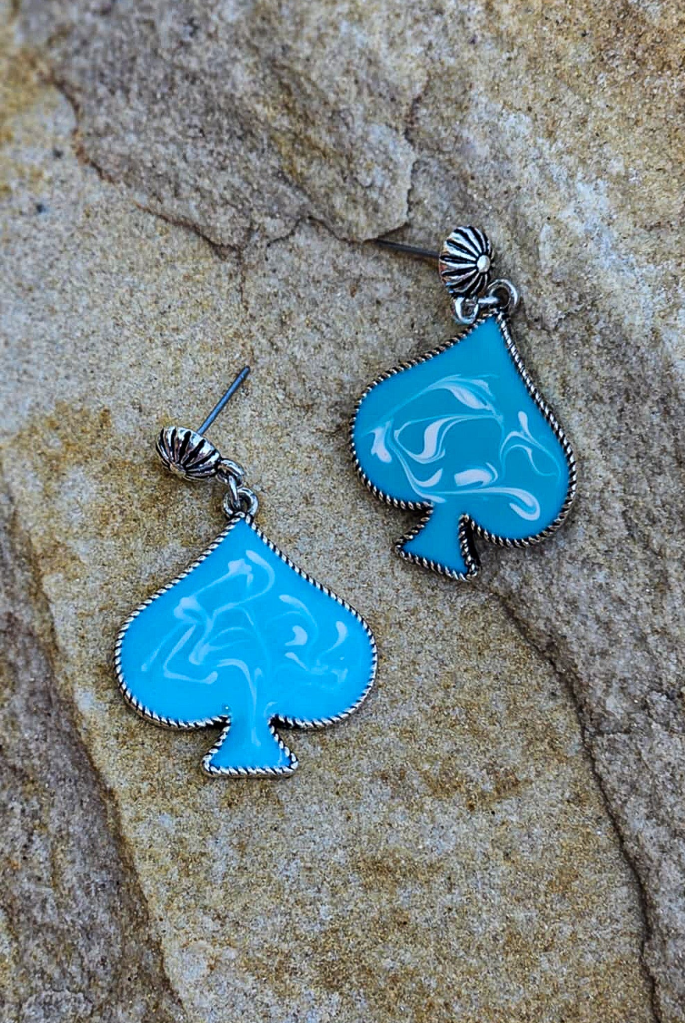 Ace Of Spade Stud Earrings Earrings Blue Tortoise