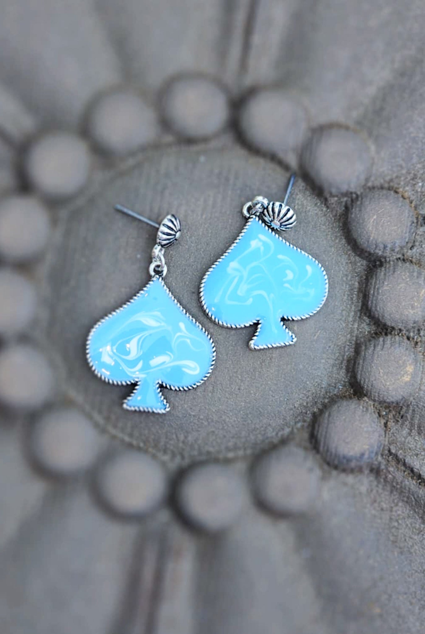 Ace Of Spade Stud Earrings Earrings Blue Tortoise