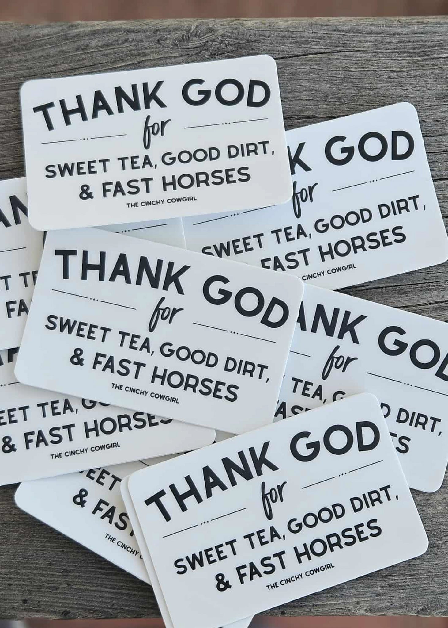 Thank God For Sweet Tea, Good Dirt & Fast Horses Sticker Sticker The Cinchy Cowgirl