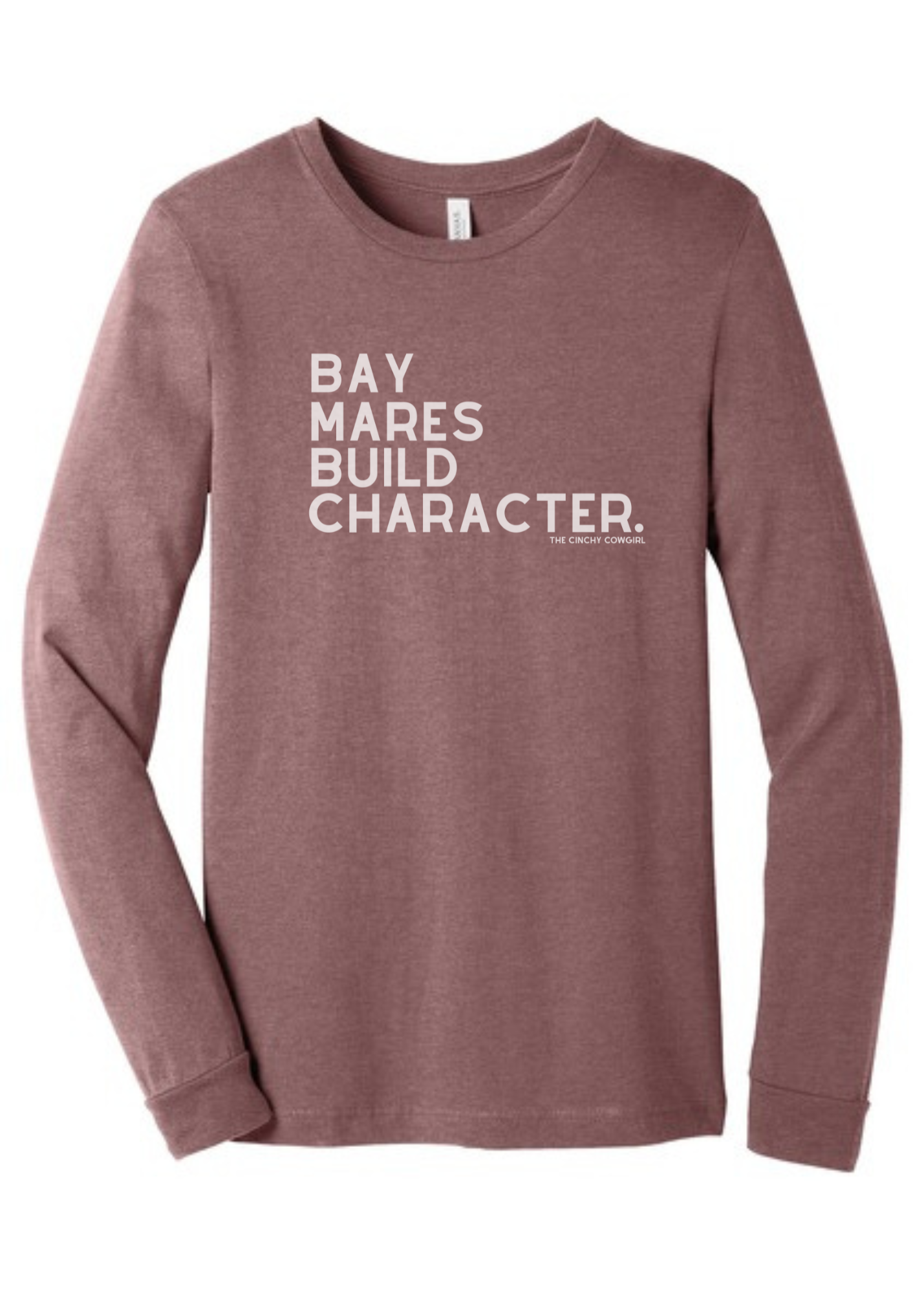 Bay Mares Build Character Long Sleeve Graphic Tee Long Sleeve Graphic Tee The Cinchy Cowgirl Heather Mauve Small