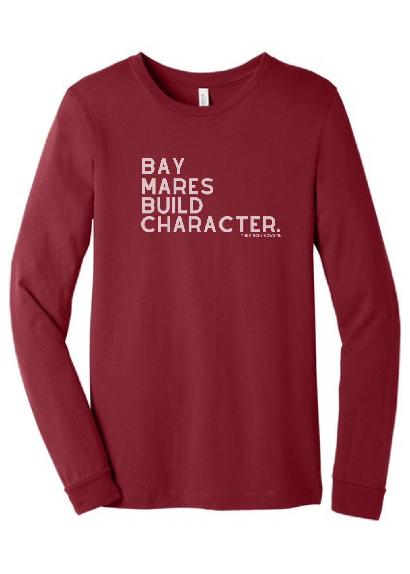 Bay Mares Build Character Long Sleeve Graphic Tee Long Sleeve Graphic Tee The Cinchy Cowgirl Cardinal Red Small