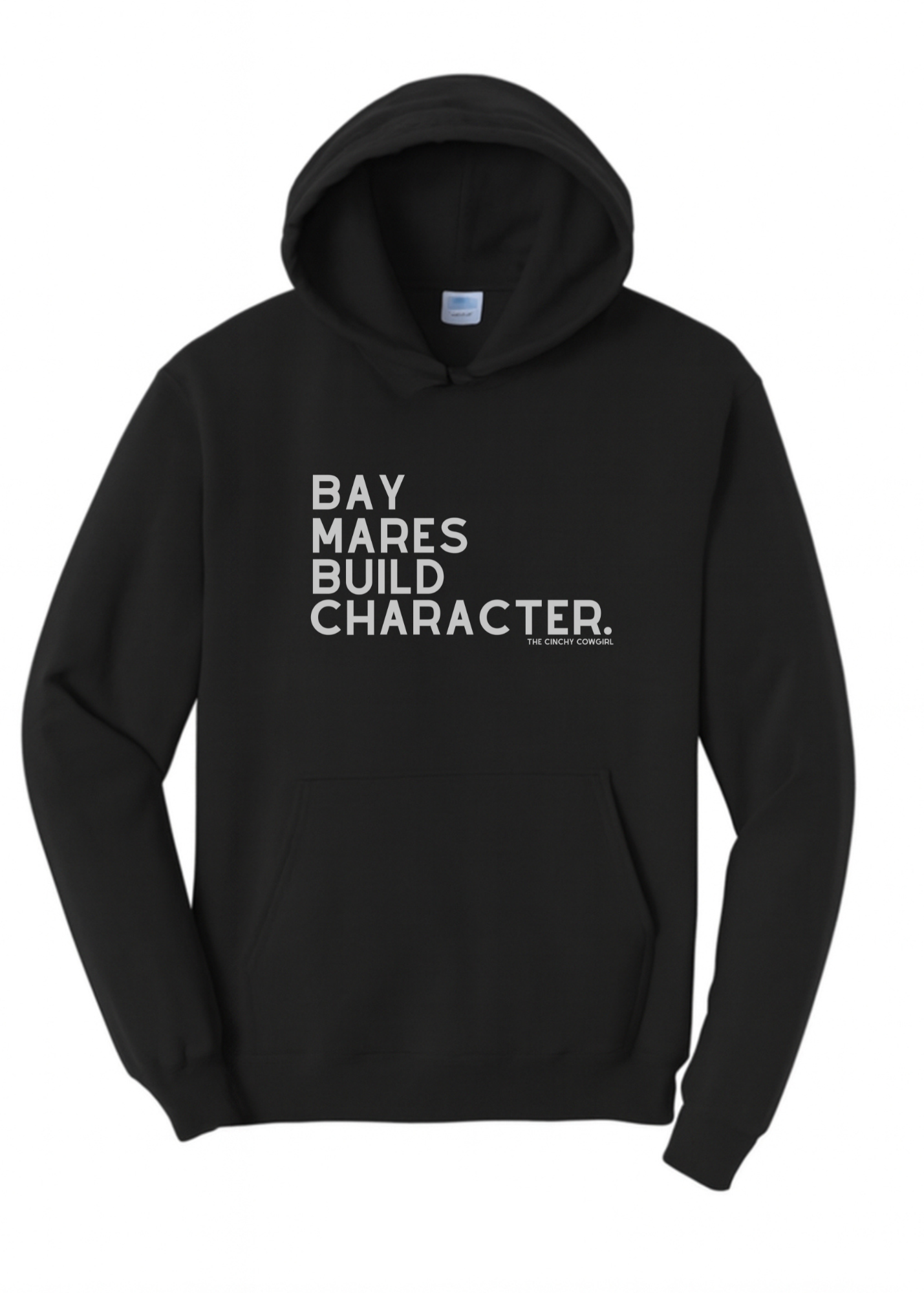 Bay Mares Build Character Hoodie Graphic Hoodie The Cinchy Cowgirl Small Black