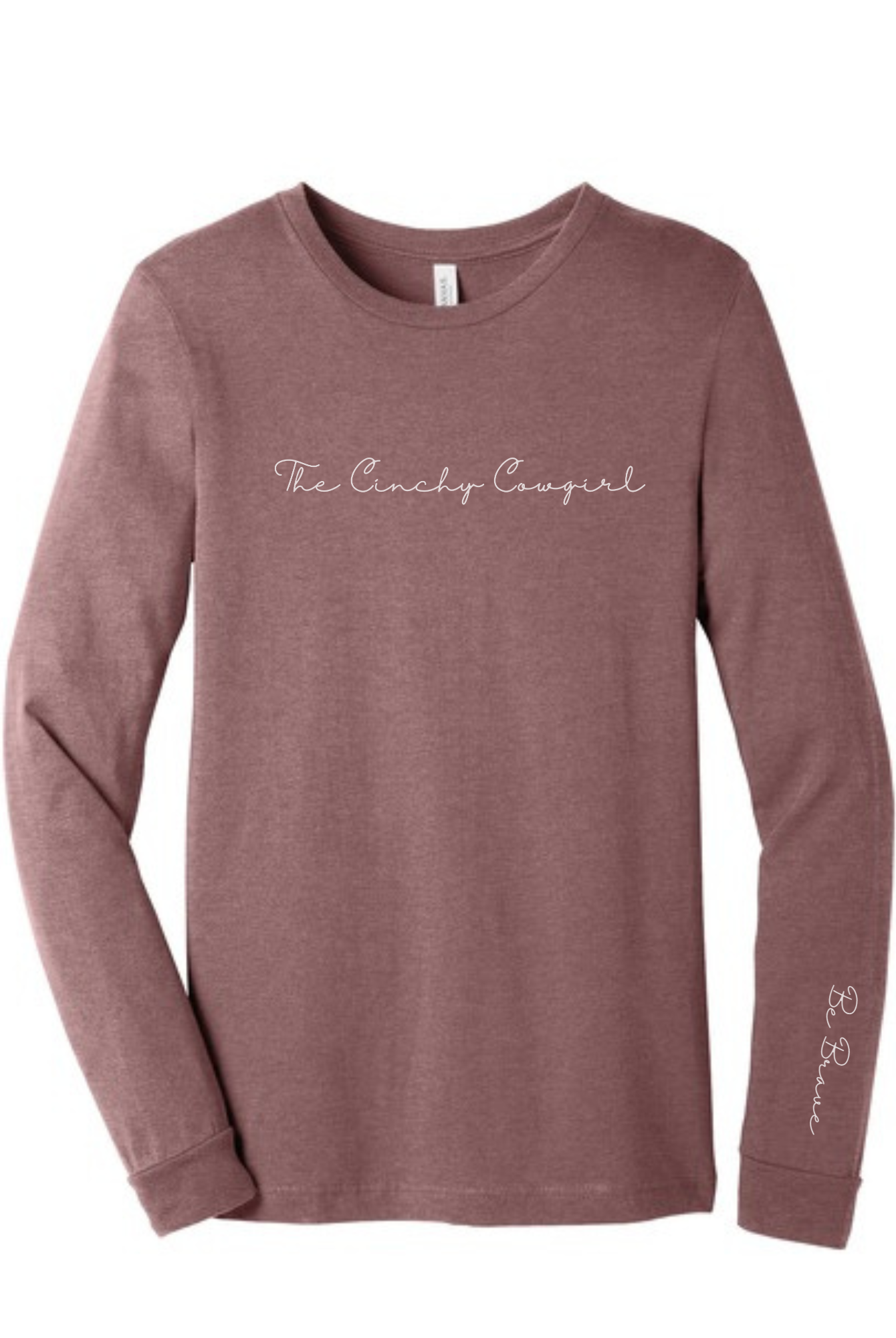 Be Brave Long Sleeve Graphic Tee graphic tee long sleeve The Cinchy Cowgirl Small Heather Mauve