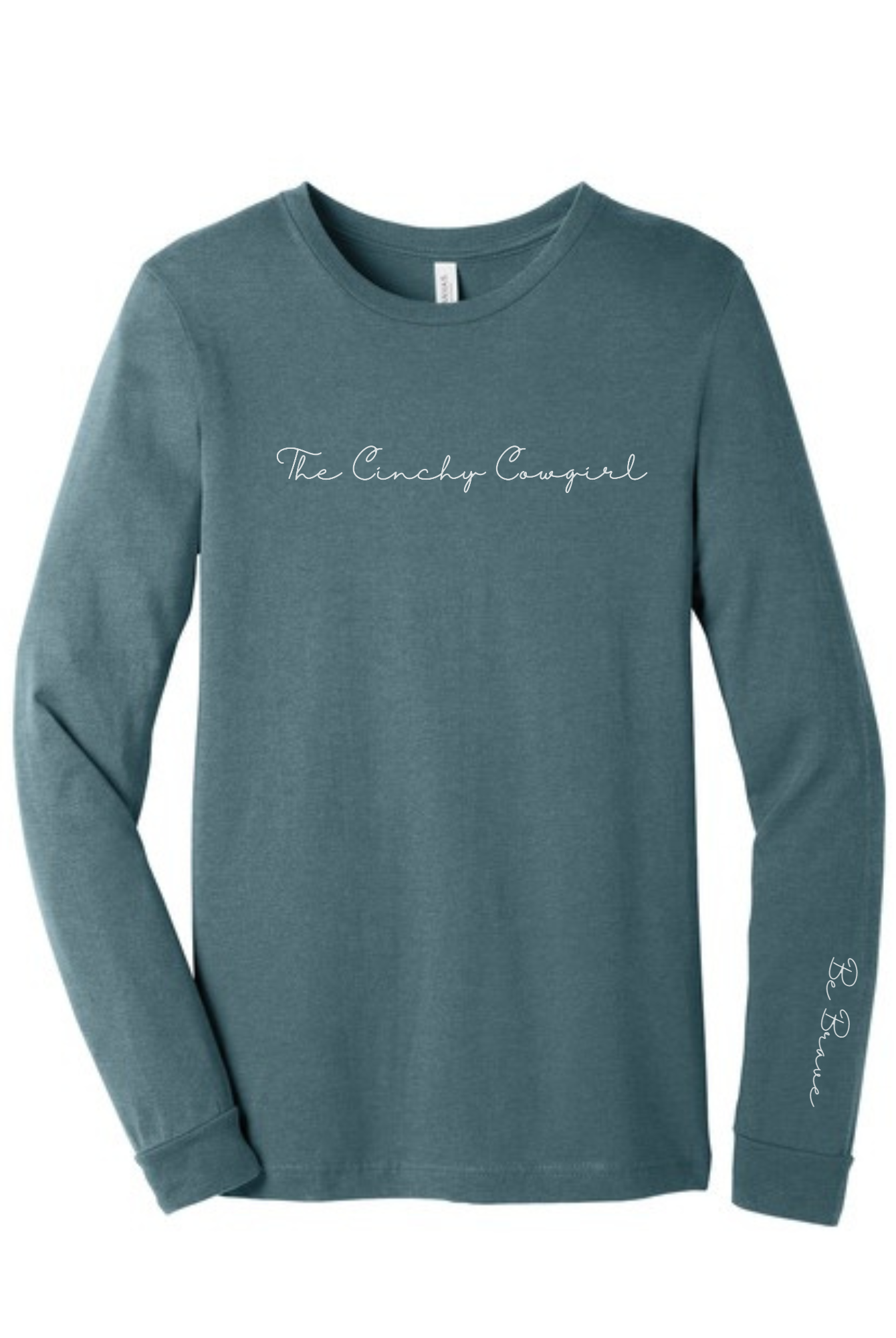 Be Brave Long Sleeve Graphic Tee graphic tee long sleeve The Cinchy Cowgirl Small Heather Slate