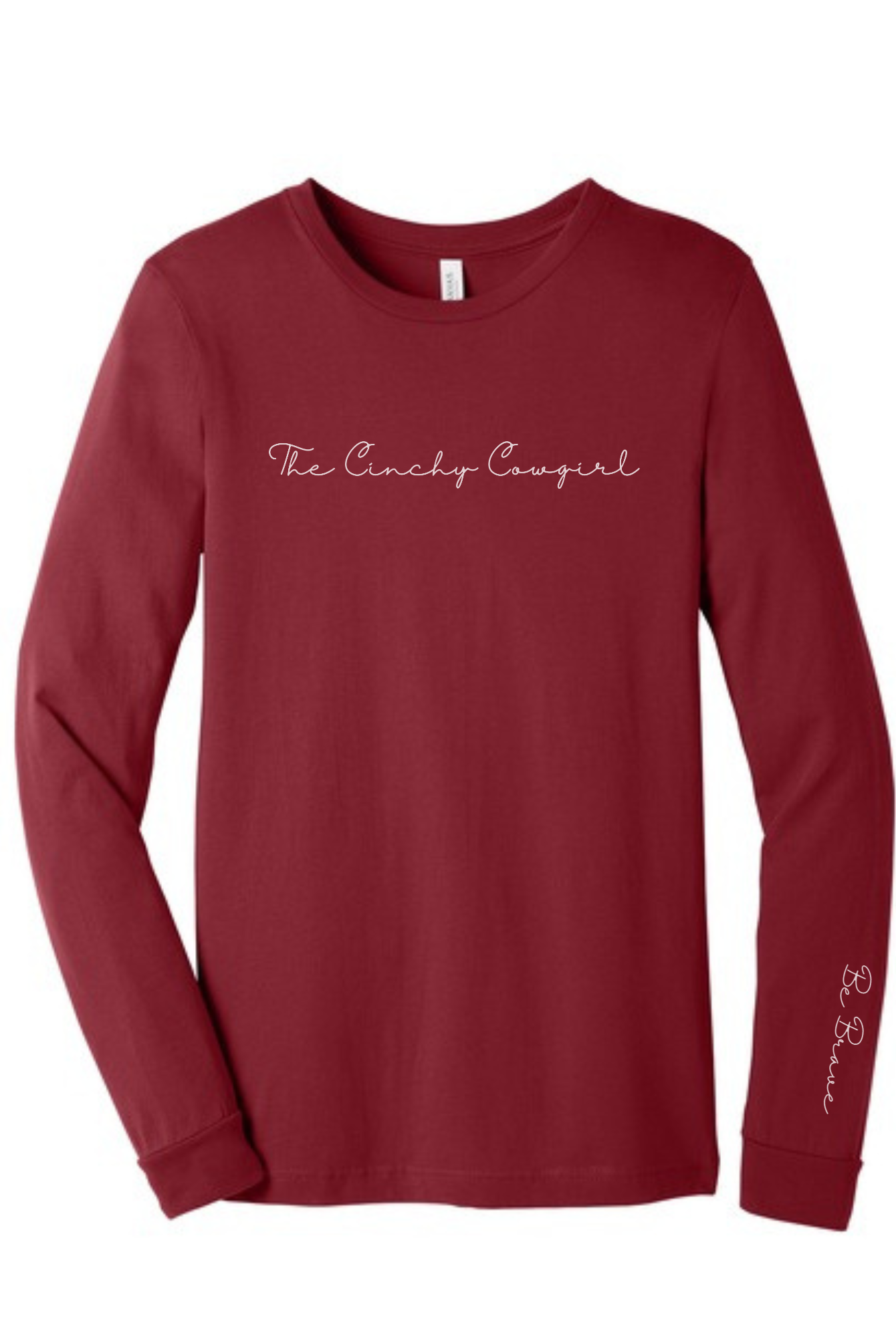 Be Brave Long Sleeve Graphic Tee graphic tee long sleeve The Cinchy Cowgirl Small Heather Cardinal