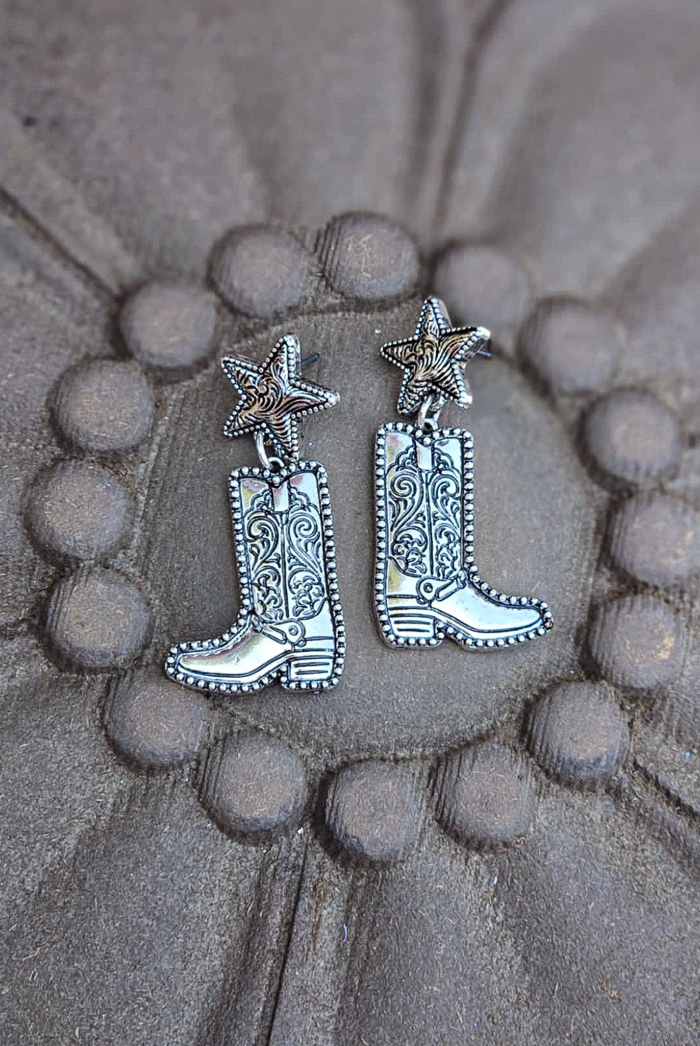 Boot Engraved Stud Earrings Earrings Blue Tortoise