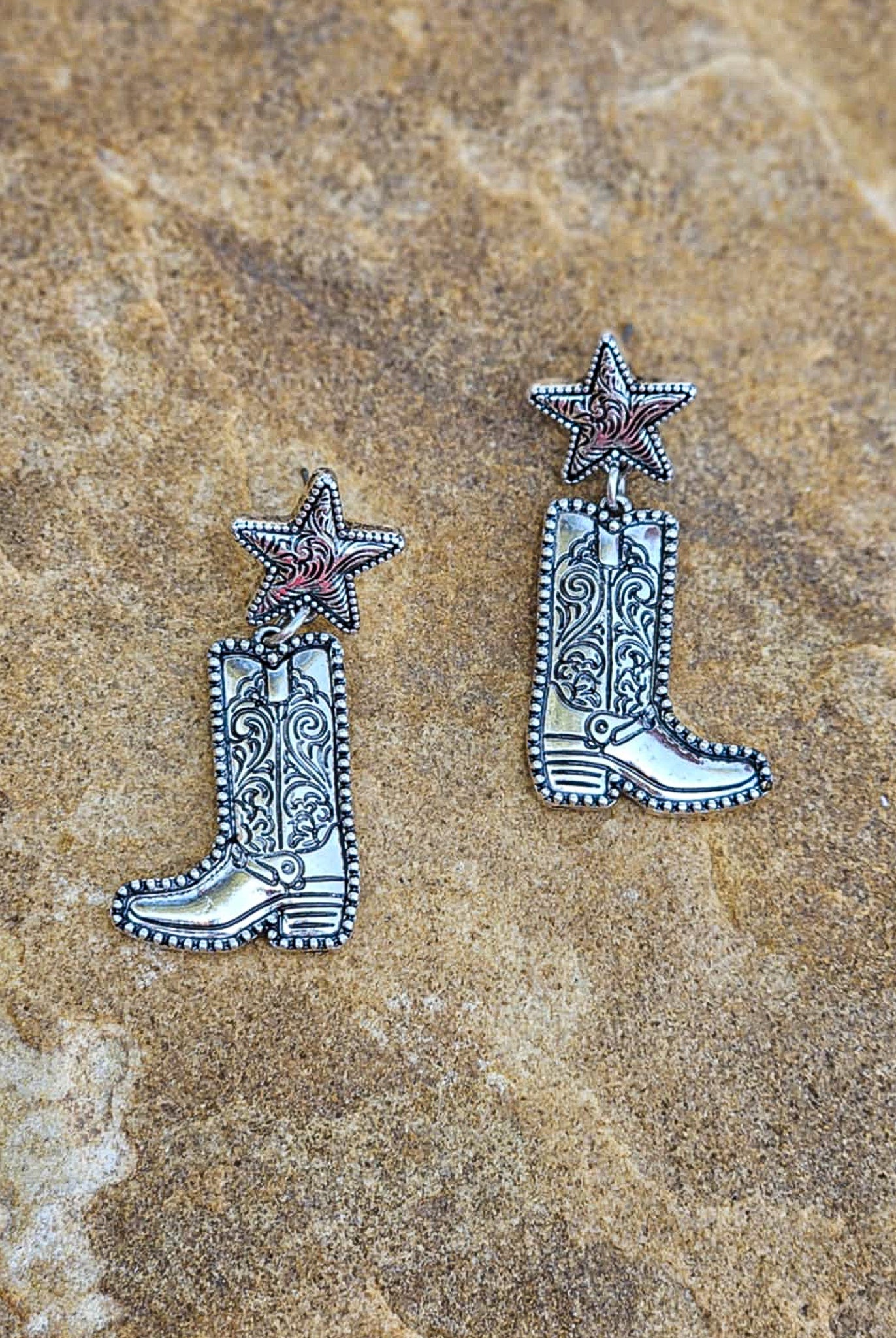 Boot Engraved Stud Earrings Earrings Blue Tortoise