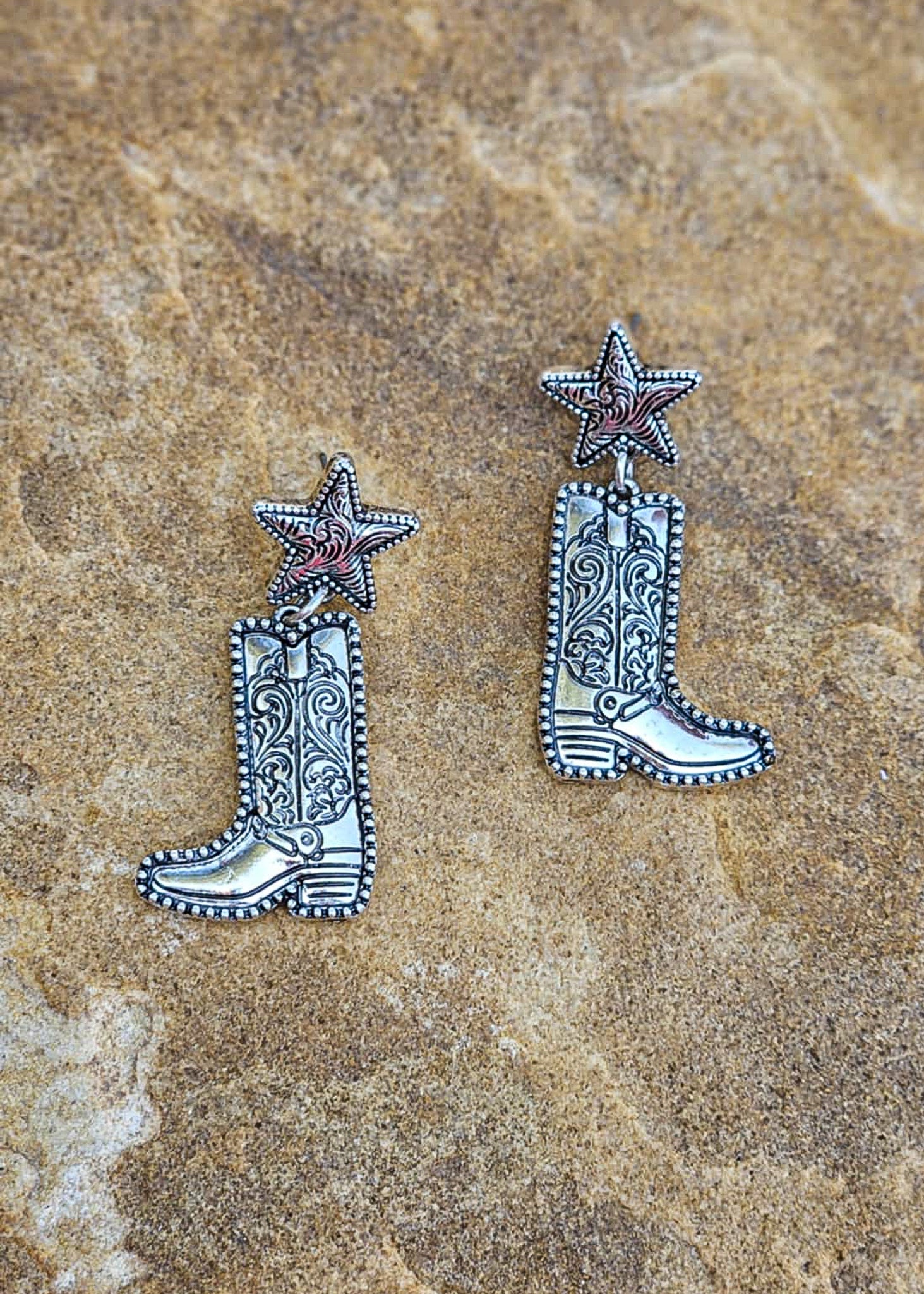 Boot Engraved Stud Earrings Earrings Blue Tortoise