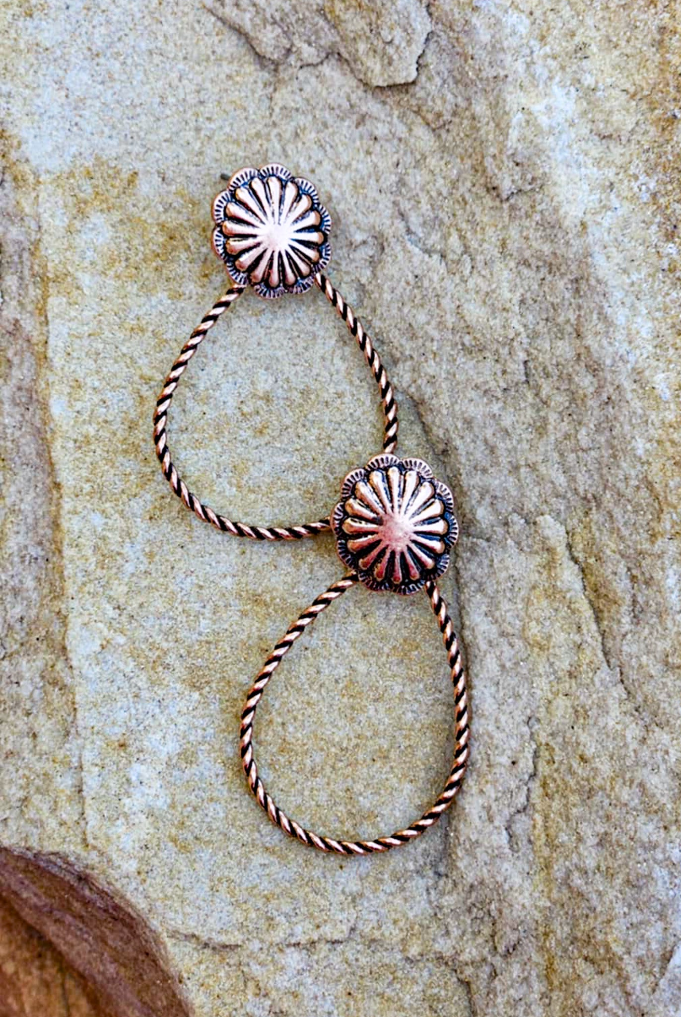 Twisted Teardrop Concho Stud Earrings Earrings Blue Tortoise