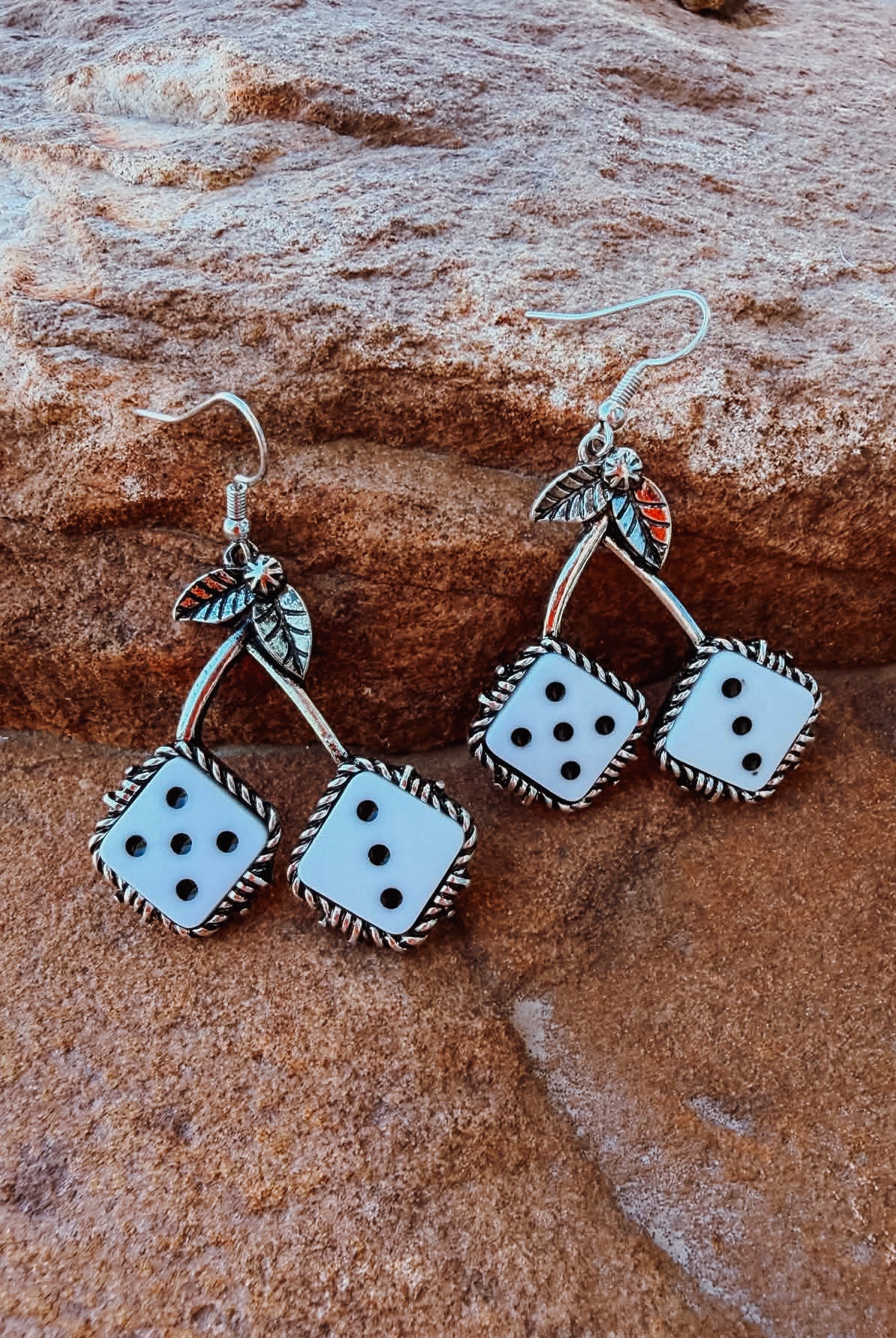Cherry Dice Dangle Earring Earrings Blue Tortoise