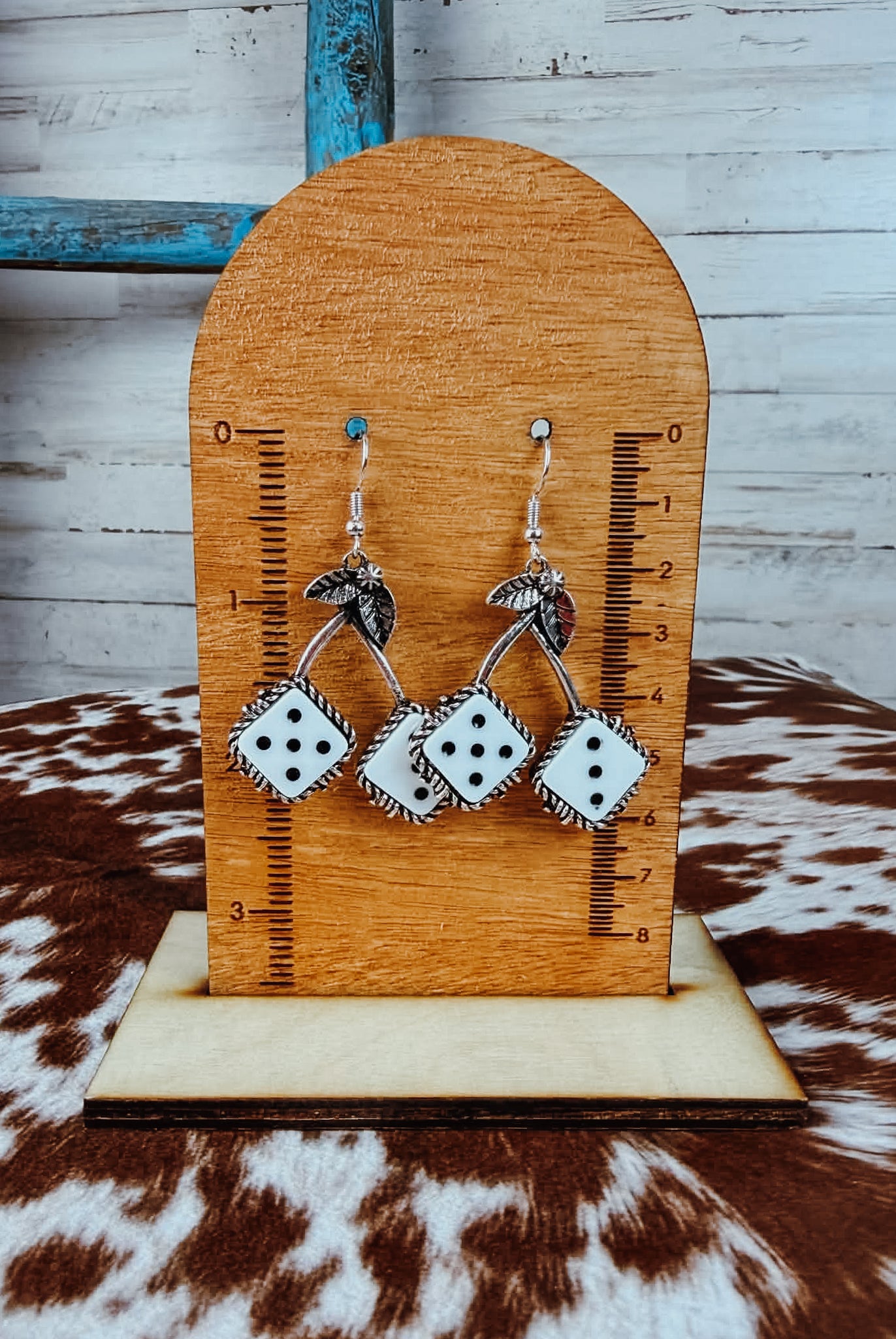 Cherry Dice Dangle Earring Earrings Blue Tortoise