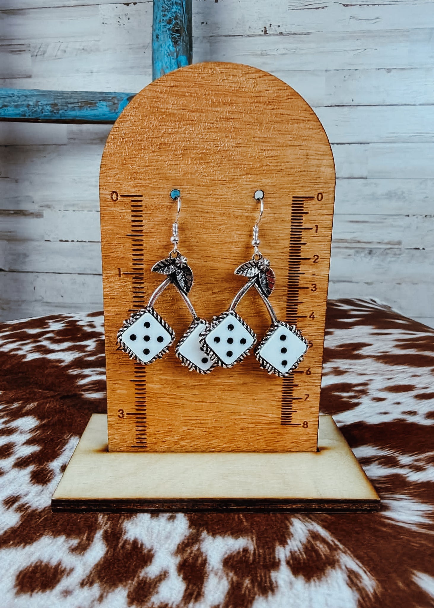 Cherry Dice Dangle Earring Earrings Blue Tortoise