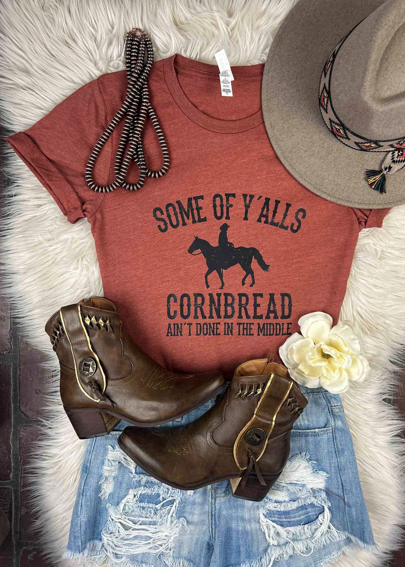 Heather Clay Cornbread Short Sleeve Shirt tcc graphic tee The Cinchy Cowgirl