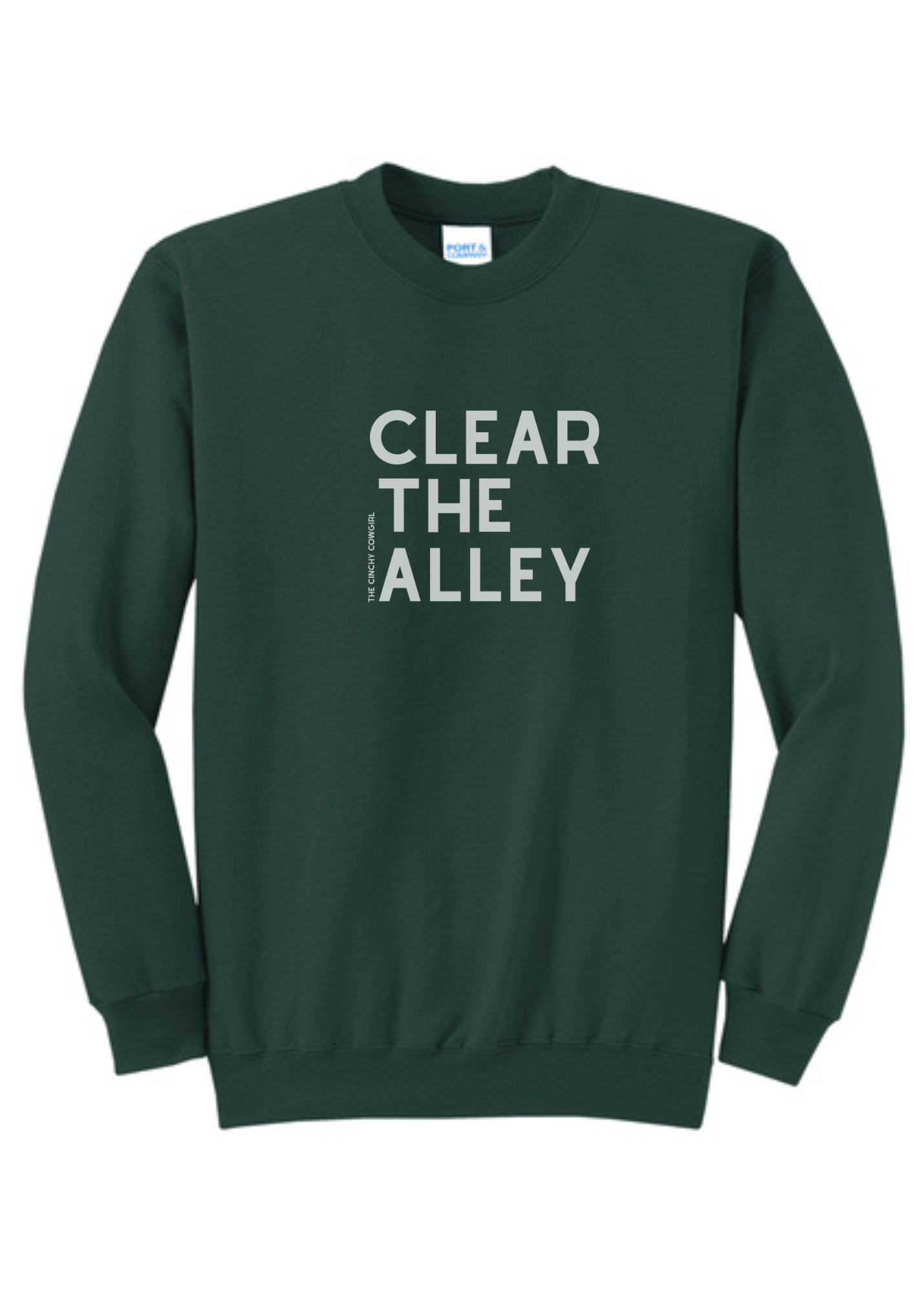 Clear The Alley Pullover Graphic Pullover The Cinchy Cowgirl Small Dark Green