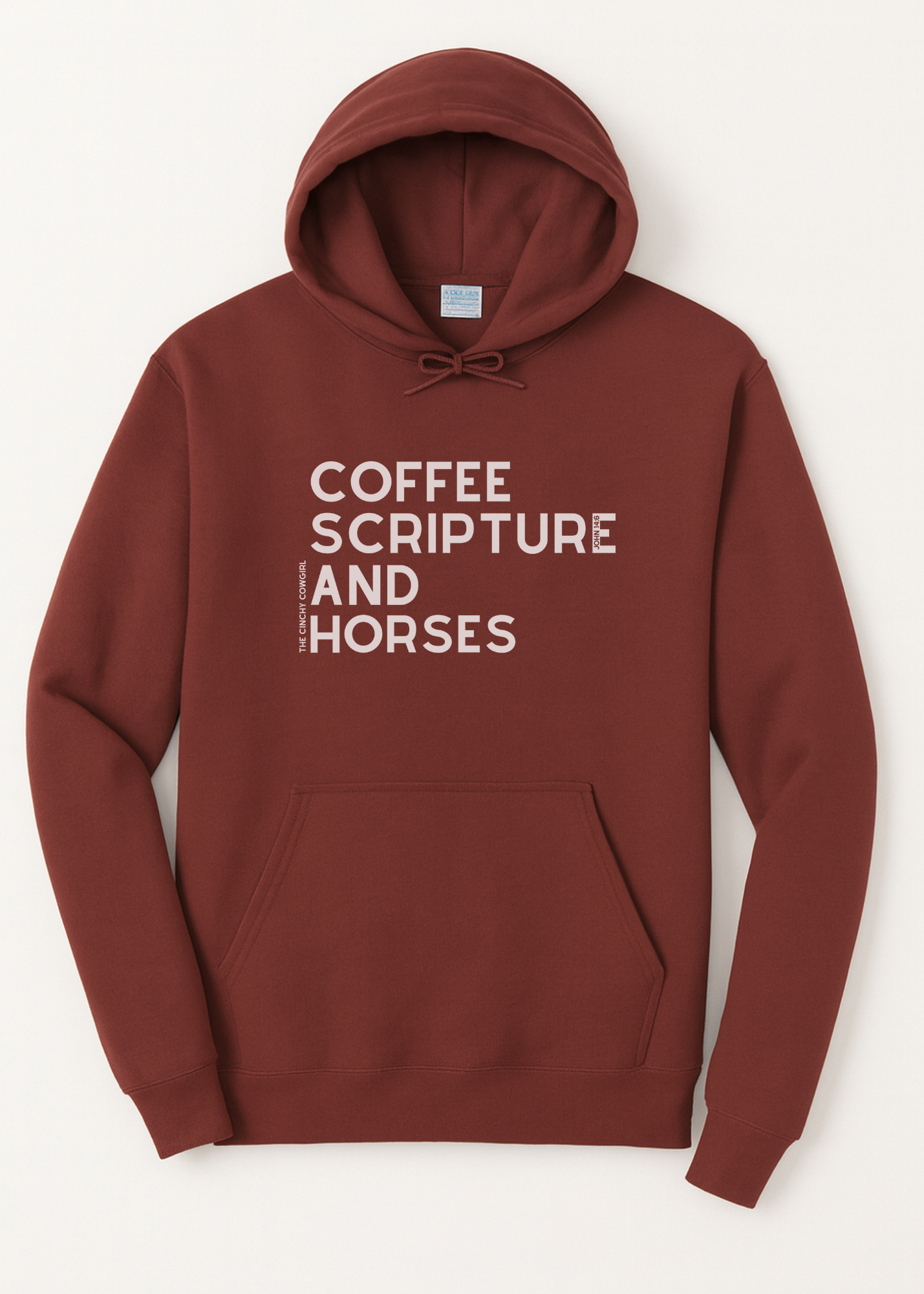 Coffee Scripture Horses Hoodie Graphic Hoodie The Cinchy Cowgirl Small Maroon