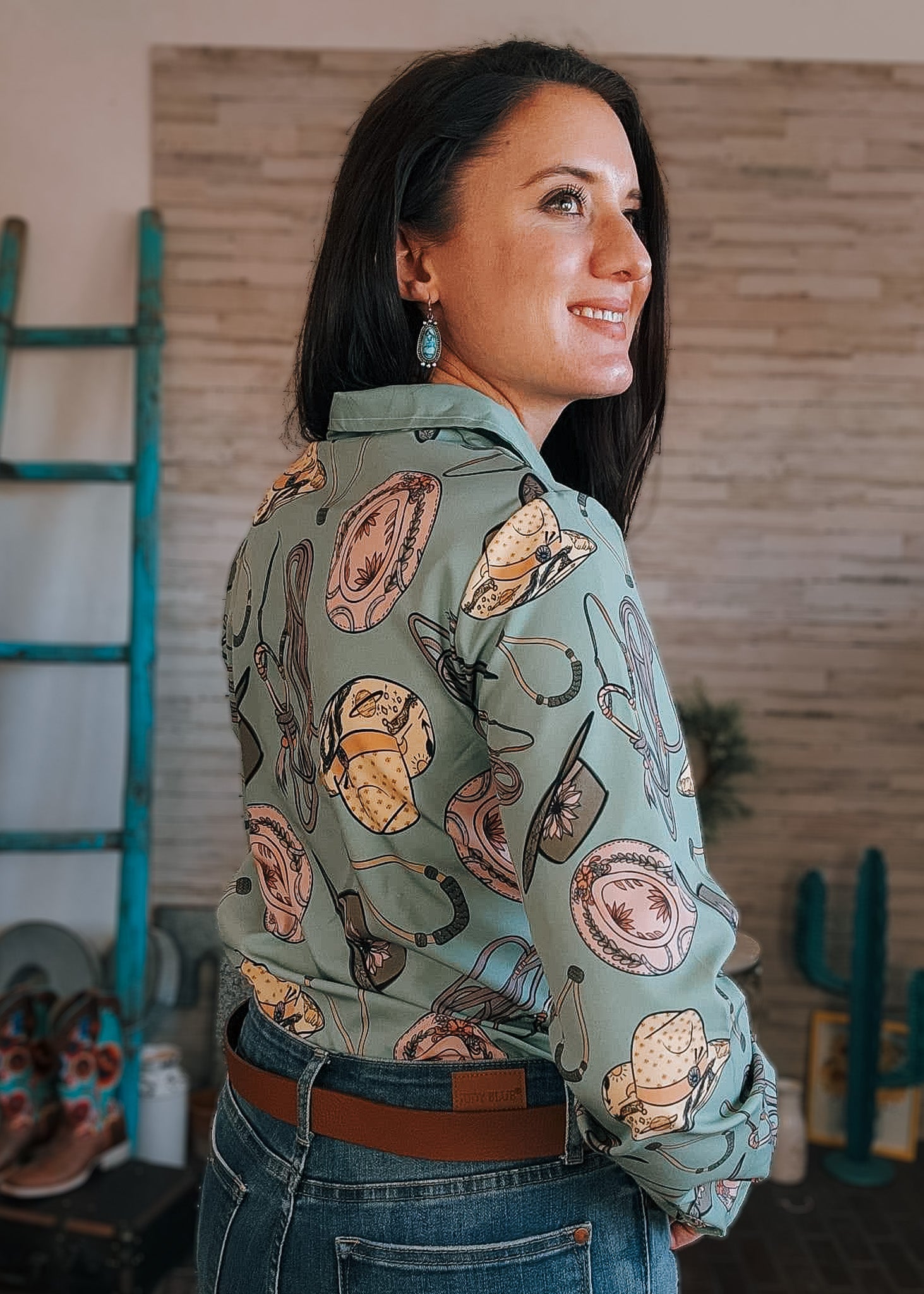 Cowgirl Bosal Long Sleeve Button Down YC Long Sleeve Button Down The Cinchy Cowgirl (YC)