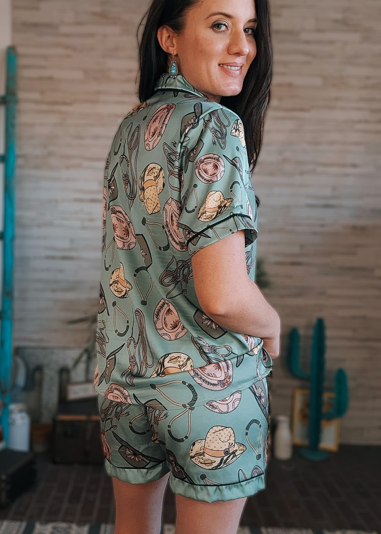 Cowgirl Bosal Silky Pajamas - Shorts silky pajamas - shorts The Cinchy Cowgirl (YC)