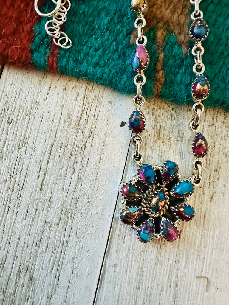 Handmade Sterling Silver & Pink Dream Mojave Necklace NT jewelry Nizhoni Traders LLC   