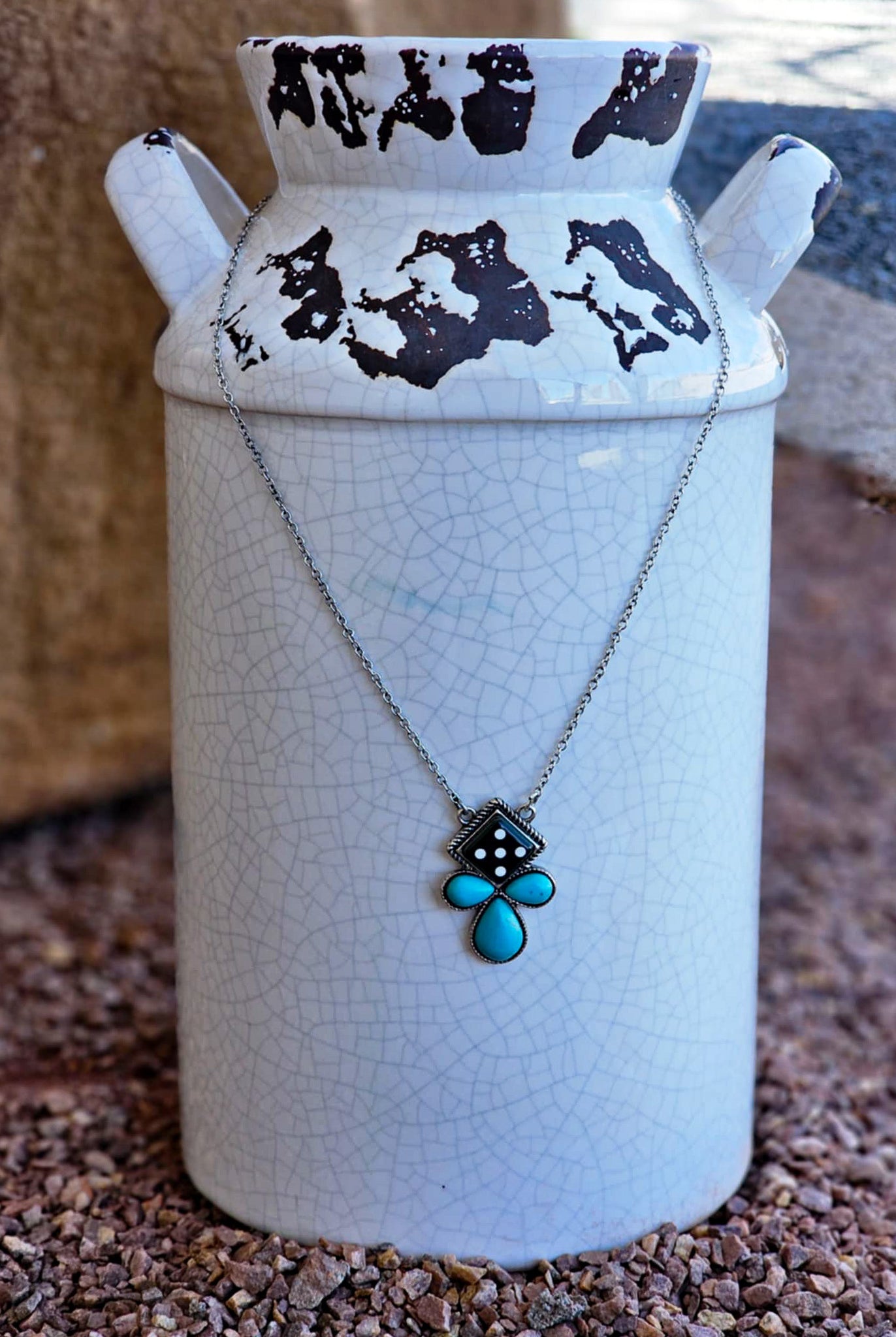 Dice & Turquoise Necklace Earrings Blue Tortoise