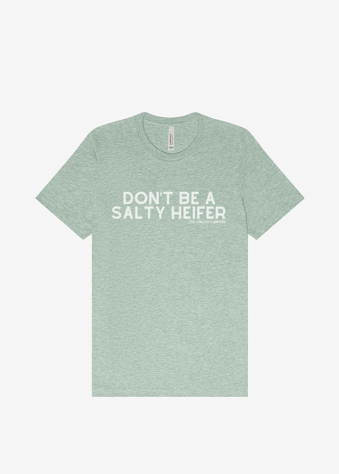 Don't Be A Salty Heifer Graphic Tee Short Sleeve Graphic Tee The Cinchy Cowgirl Dusty Blue Small