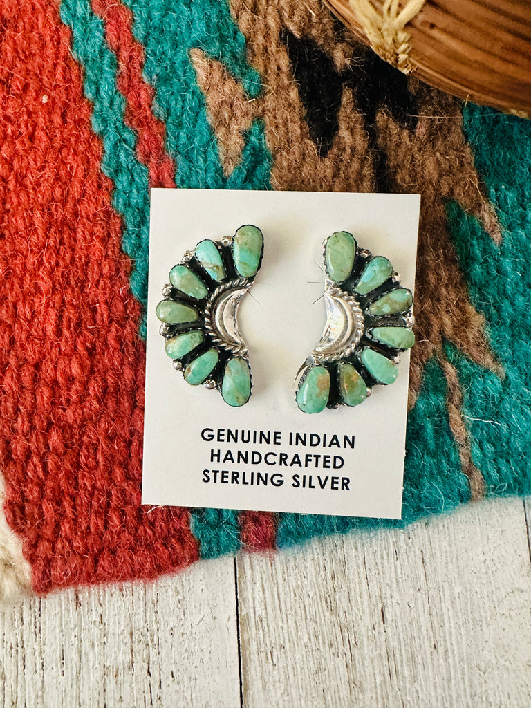 Navajo Pink Opal & Sterling Silver Crescent Cluster Earrings Jewelry & Watches:Ethnic, Regional & Tribal:Earrings Nizhoni Traders LLC   