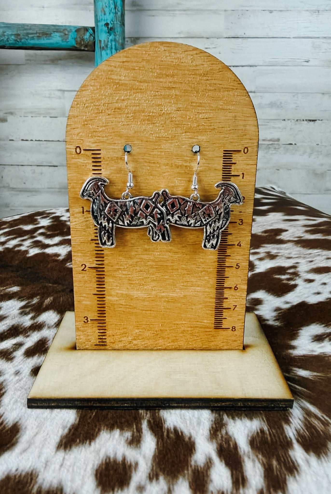 Goat Dangle Earring Earrings Blue Tortoise