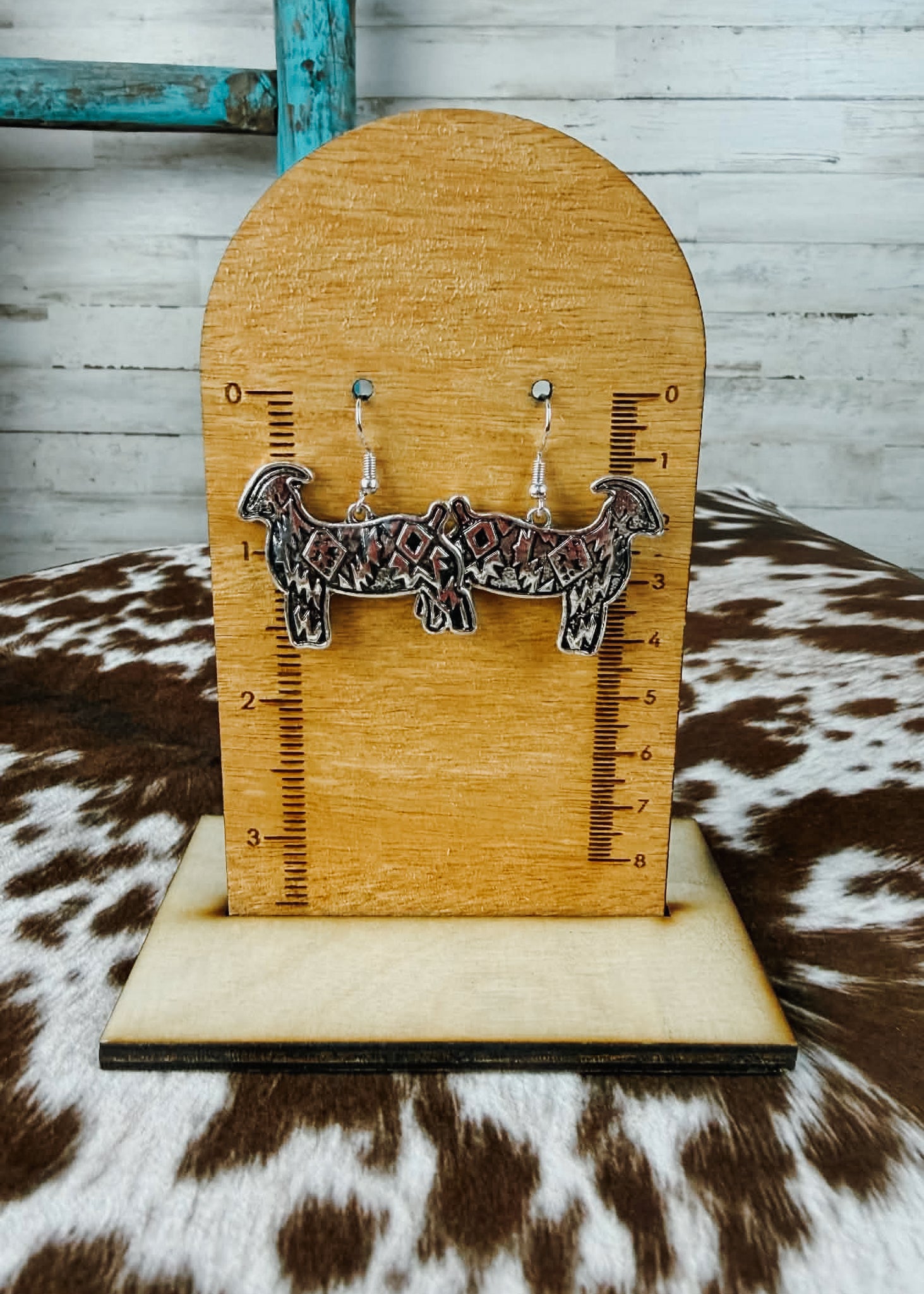 Goat Dangle Earring Earrings Blue Tortoise