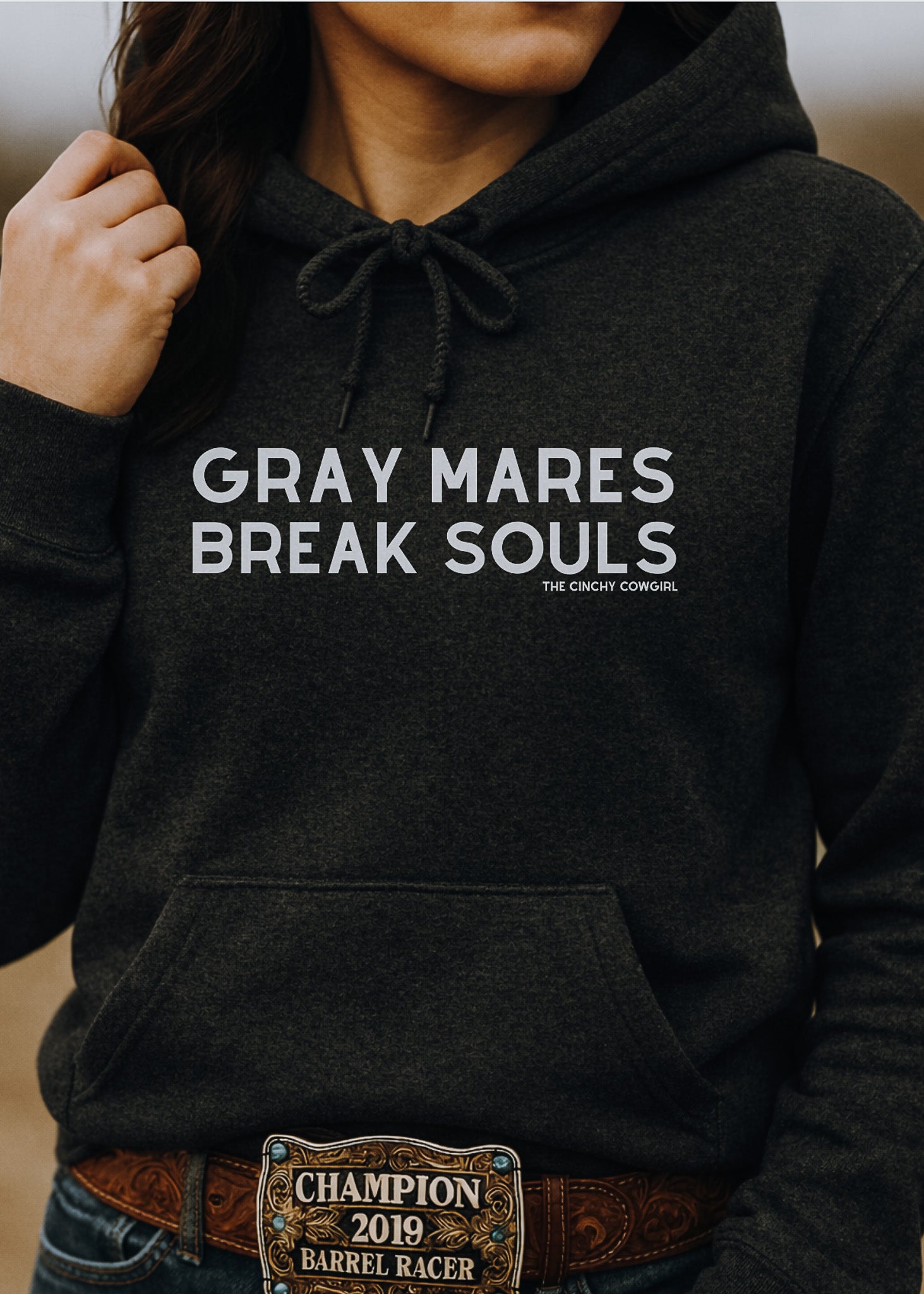 Gray Mares Break Souls Hoodie Hoodie The Cinchy Cowgirl - Print