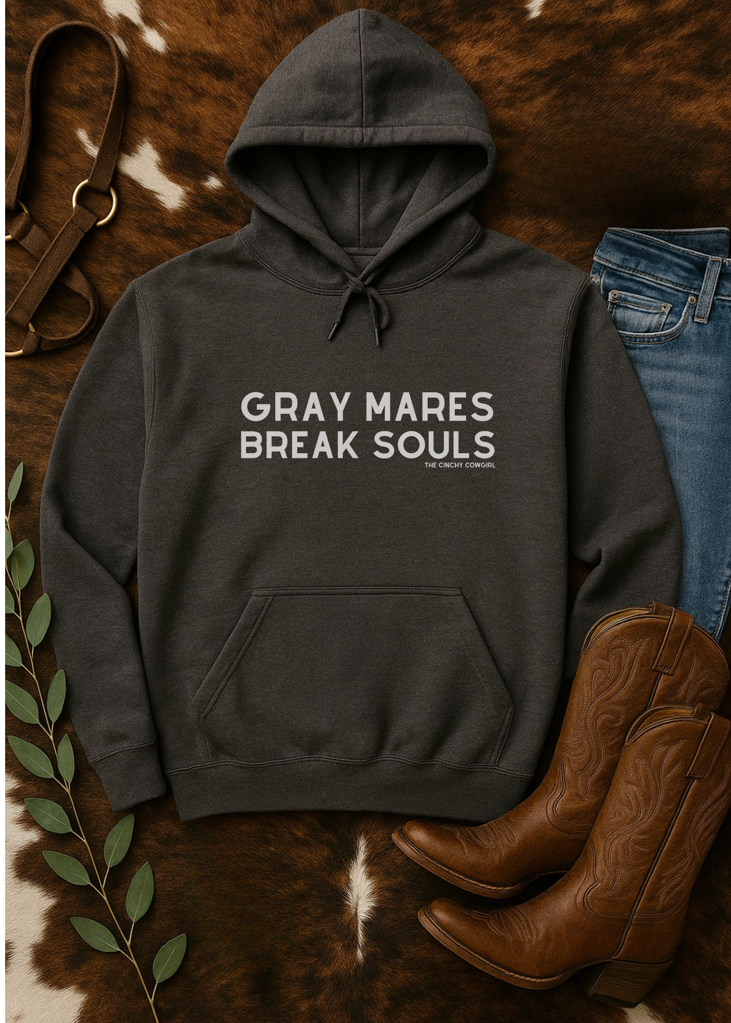 Gray Mares Break Souls Hoodie Hoodie The Cinchy Cowgirl - Print