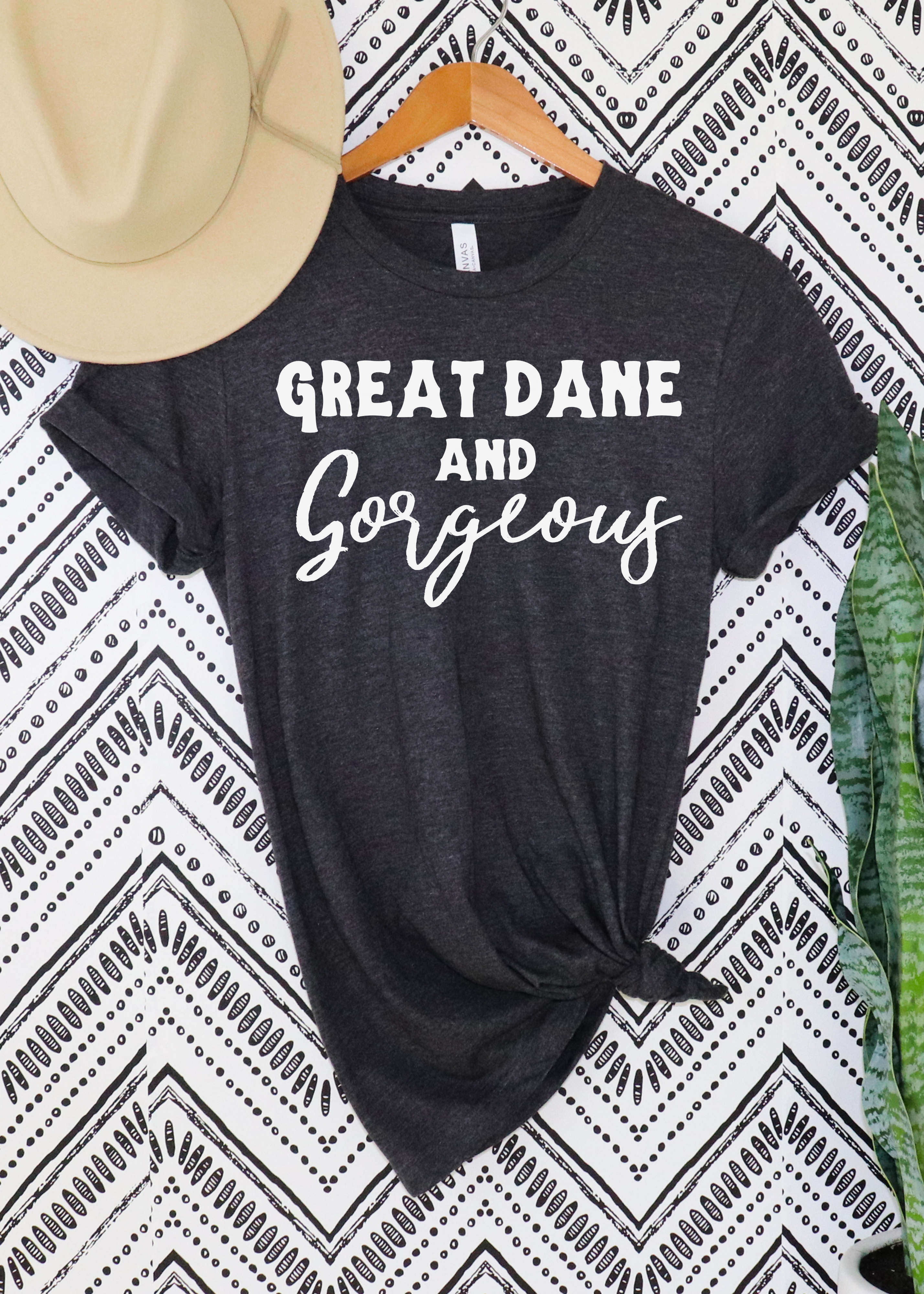 Heather Dark Gray Great Dane & Gorgeous Short Sleeve Tee Dog Breed Short Sleeve Graphic Tee Printify S