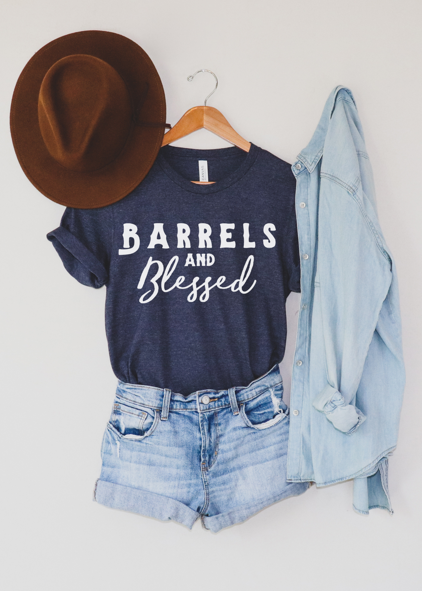Barrels & Blessed Short Sleeve Tee Horse Riding Discipline Tee Printify
