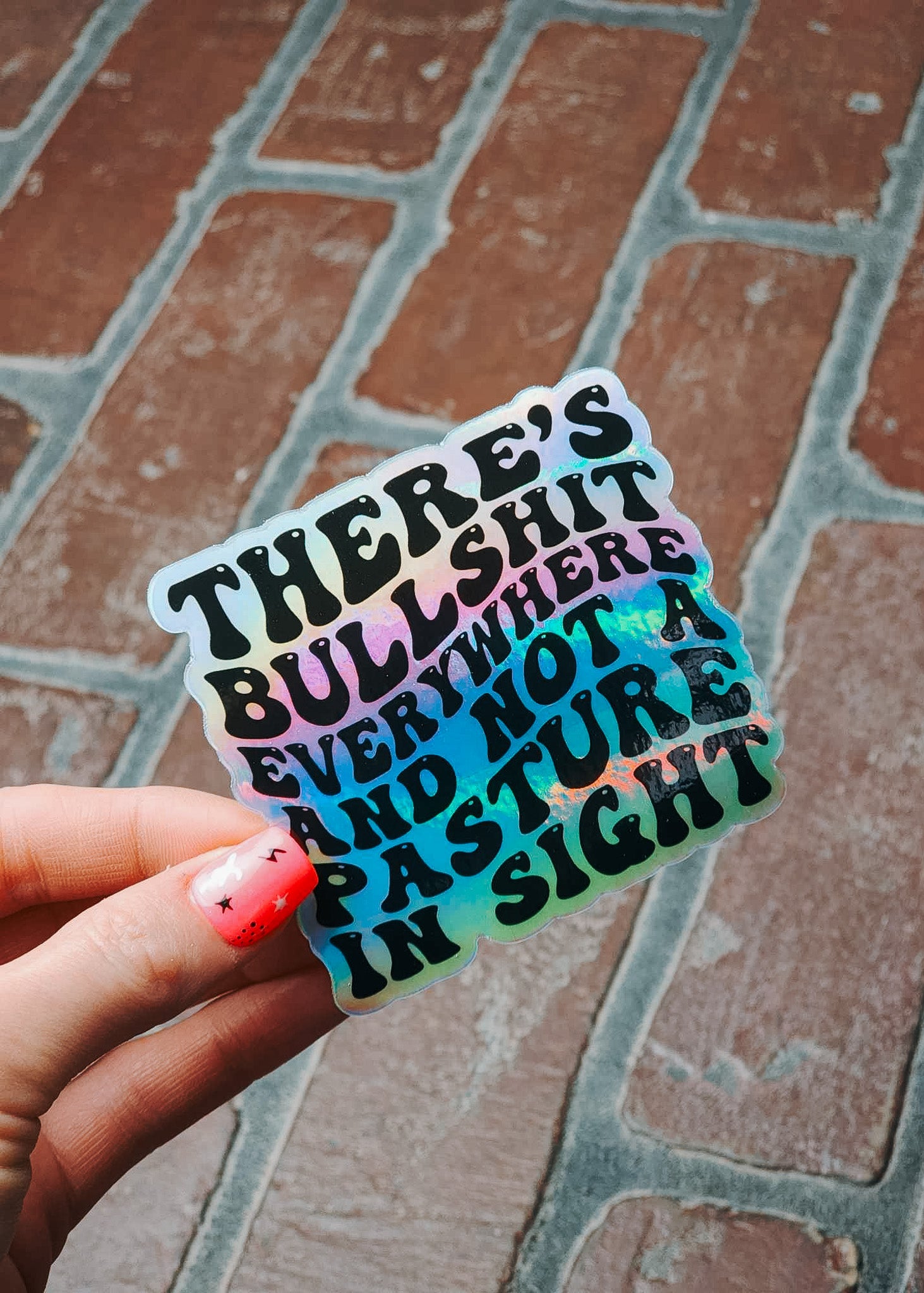 Holographic BS Everywhere Sticker stickers The Cinchy Cowgirl