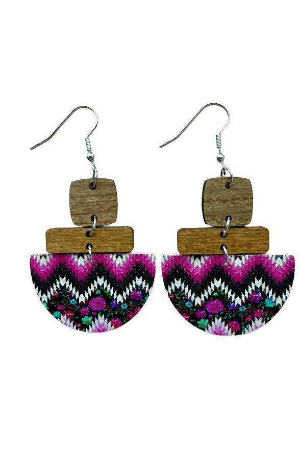 Hot Pink Aztec Faux Leather Earrings earrings Sassy Sage