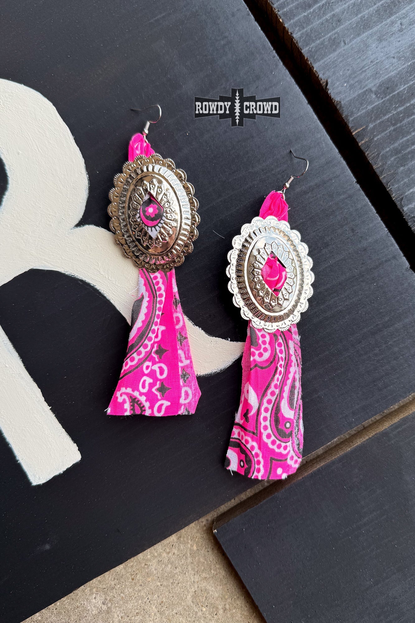 Concho Rodeo Earrings Earrings Rowdy Crowd Clothing Hot Pink