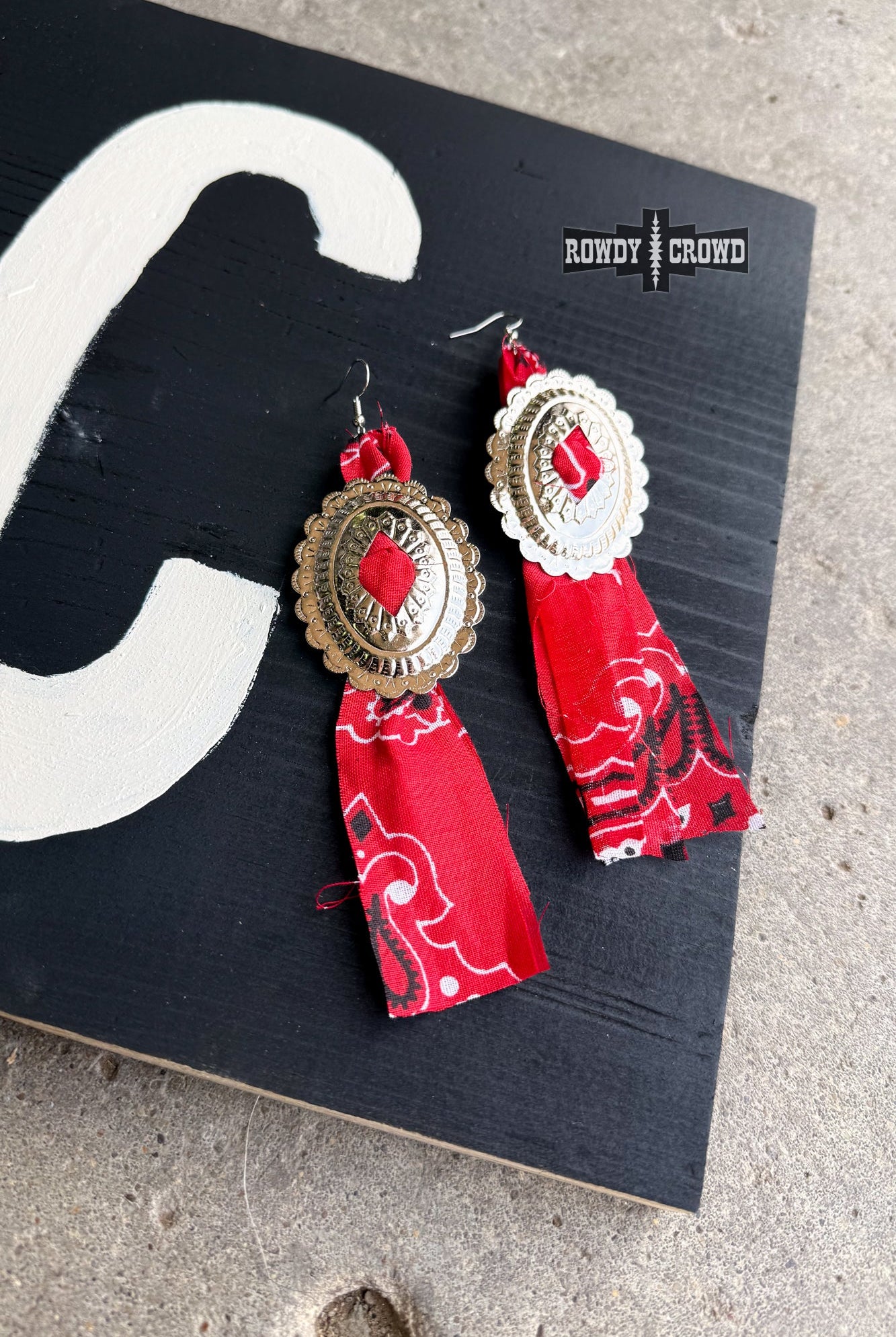 Concho Rodeo Earrings Earrings Rowdy Crowd Clothing Red