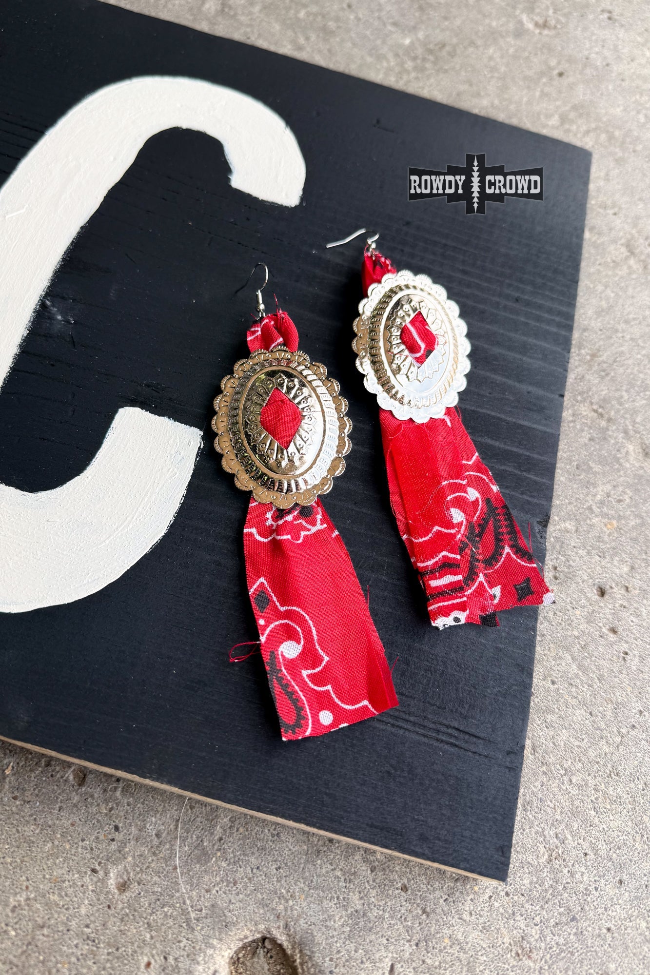Concho Rodeo Earrings Earrings Rowdy Crowd Clothing Red