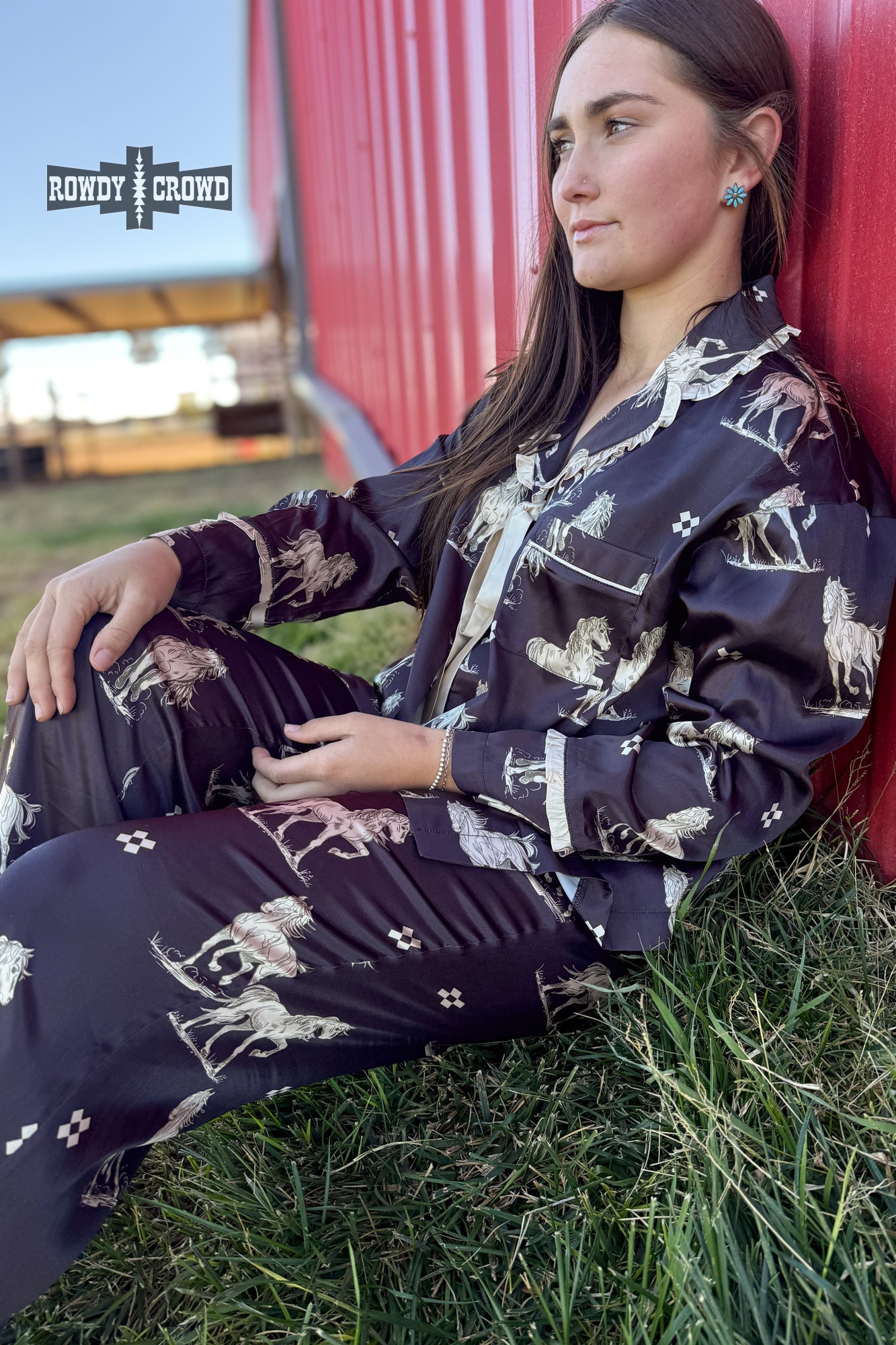 Black Betty Satin Sleep Set lounge set Rowdy Crowd Clothing