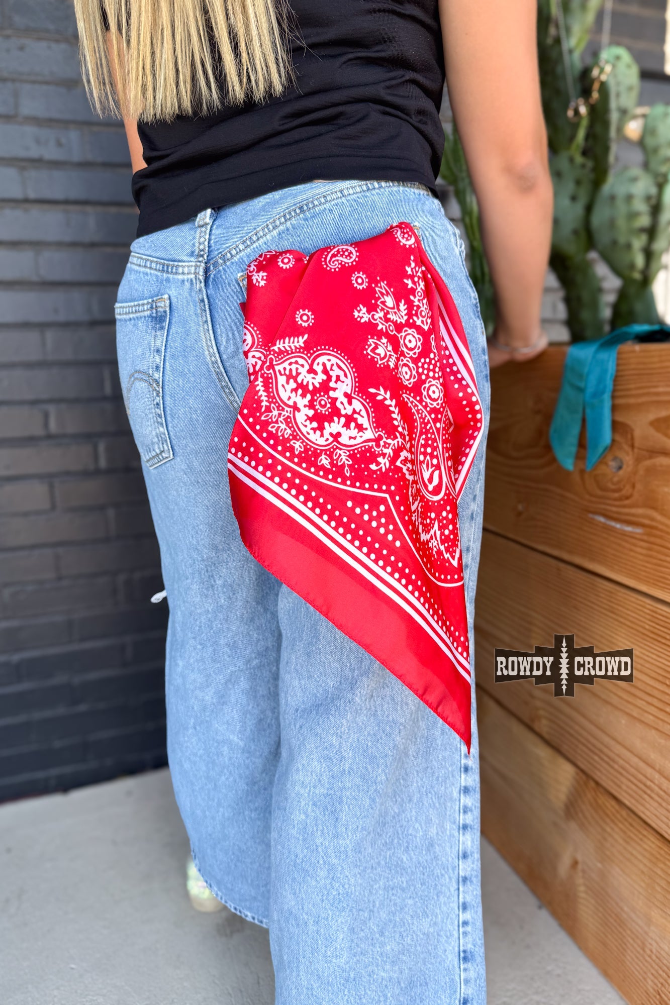 SMALL Buffalo Bandana Wild Rags Wild Rag Rowdy Crowd Clothing Red