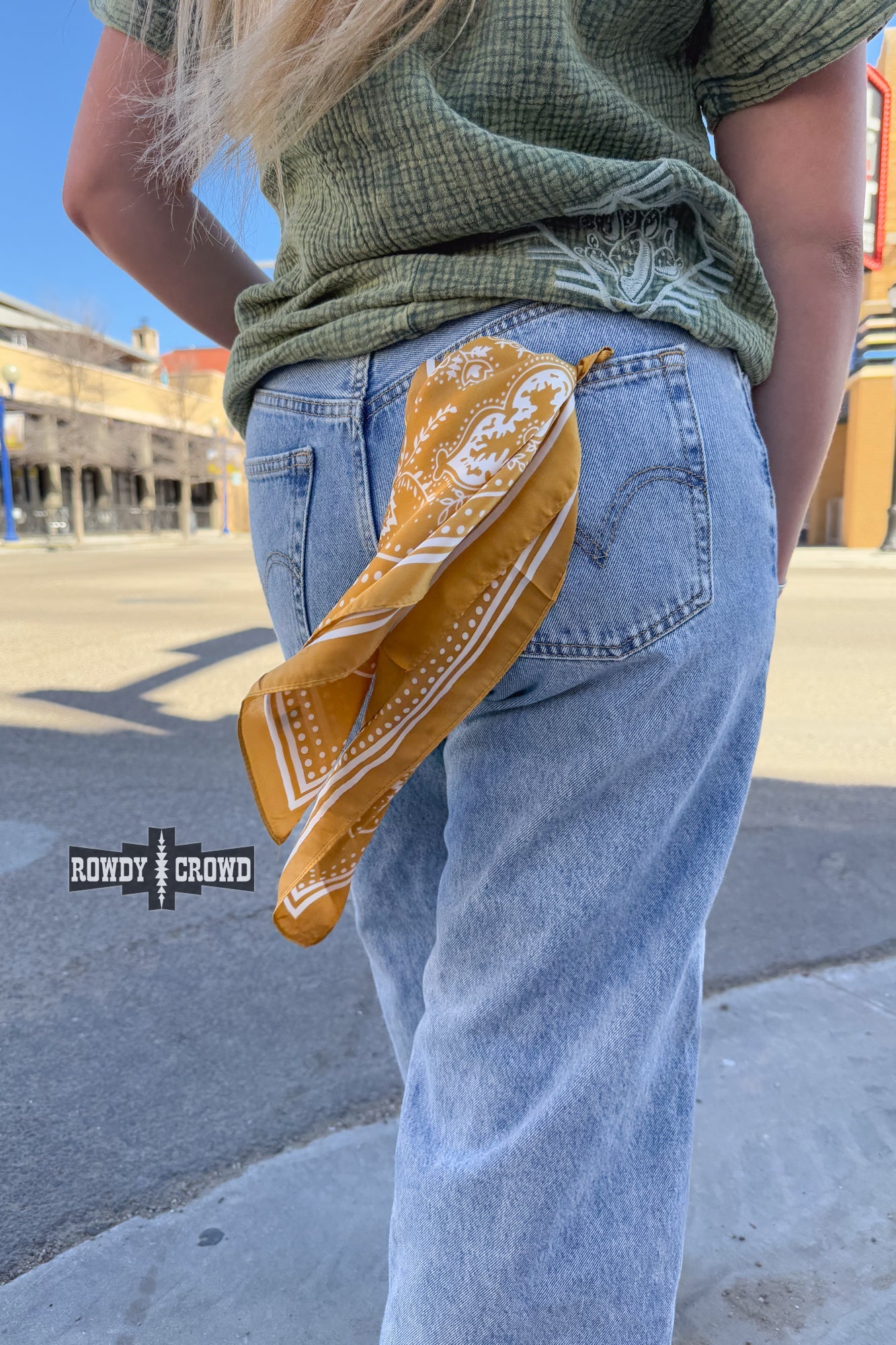 SMALL Buffalo Bandana Wild Rags Wild Rag Rowdy Crowd Clothing Mustard