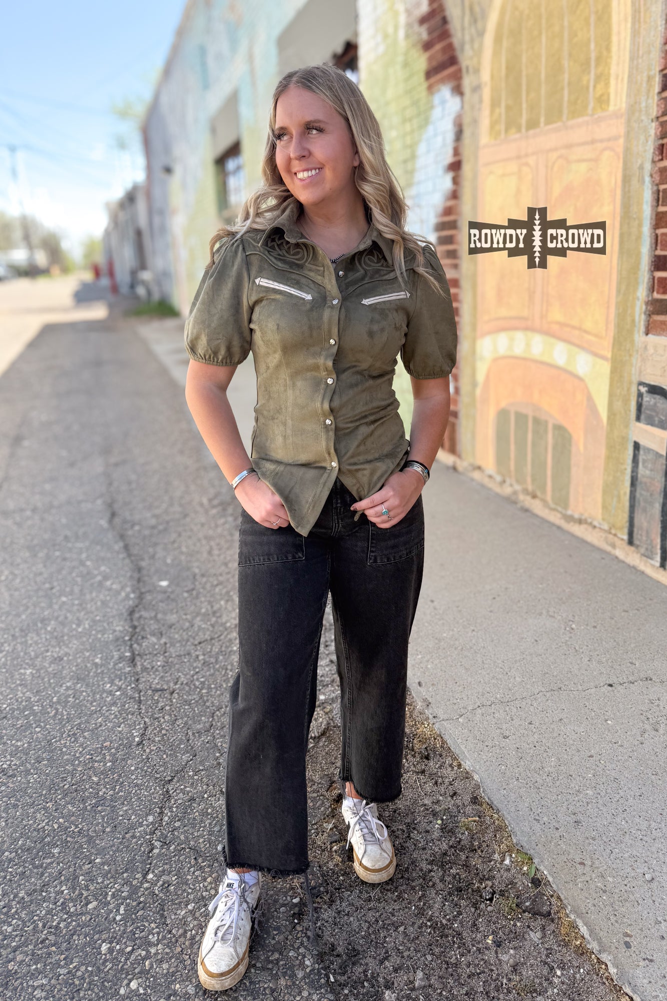 OLIVE- Calaboose Top Fashion Top Rowdy Crowd Clothing