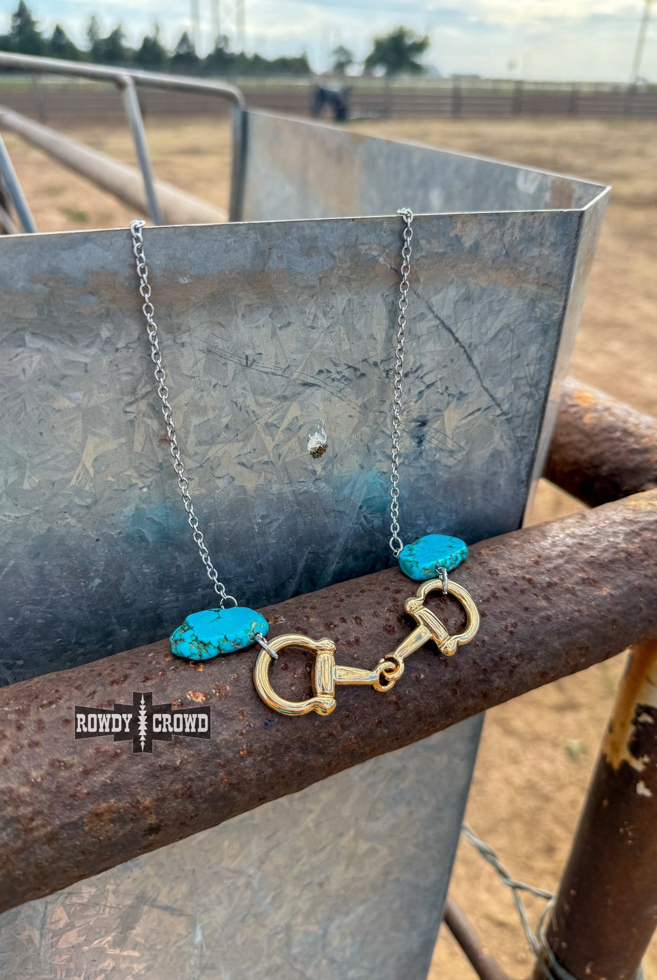 Turquoise Bit Necklace Necklace Rowdy Crowd Clothing Gold Bit