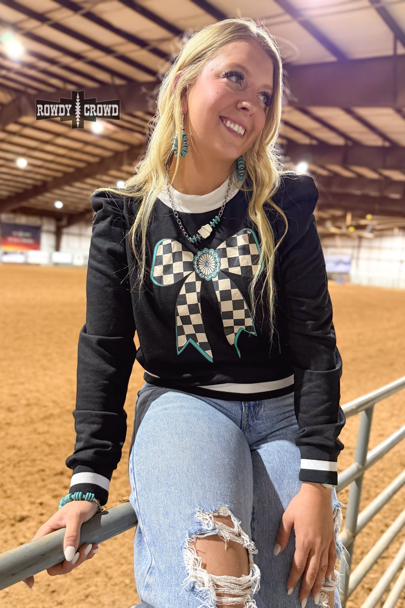 Buffalo Bow Top Long Sleeve Top Rowdy Crowd Clothing