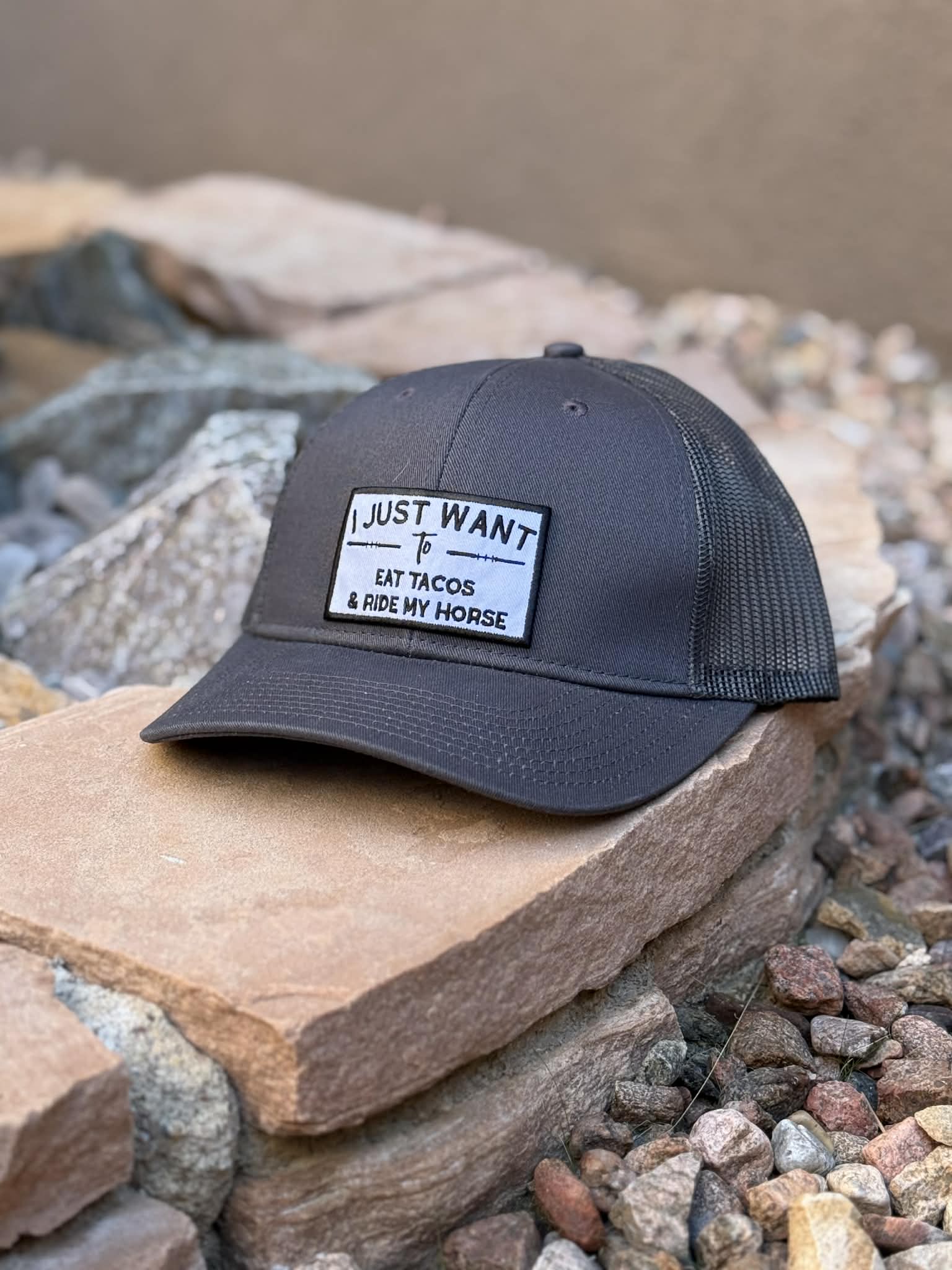 Patch I Just Want To Eat Tacos & Ride My Horse Trucker Hat Patch TCC Hat The Cinchy Cowgirl