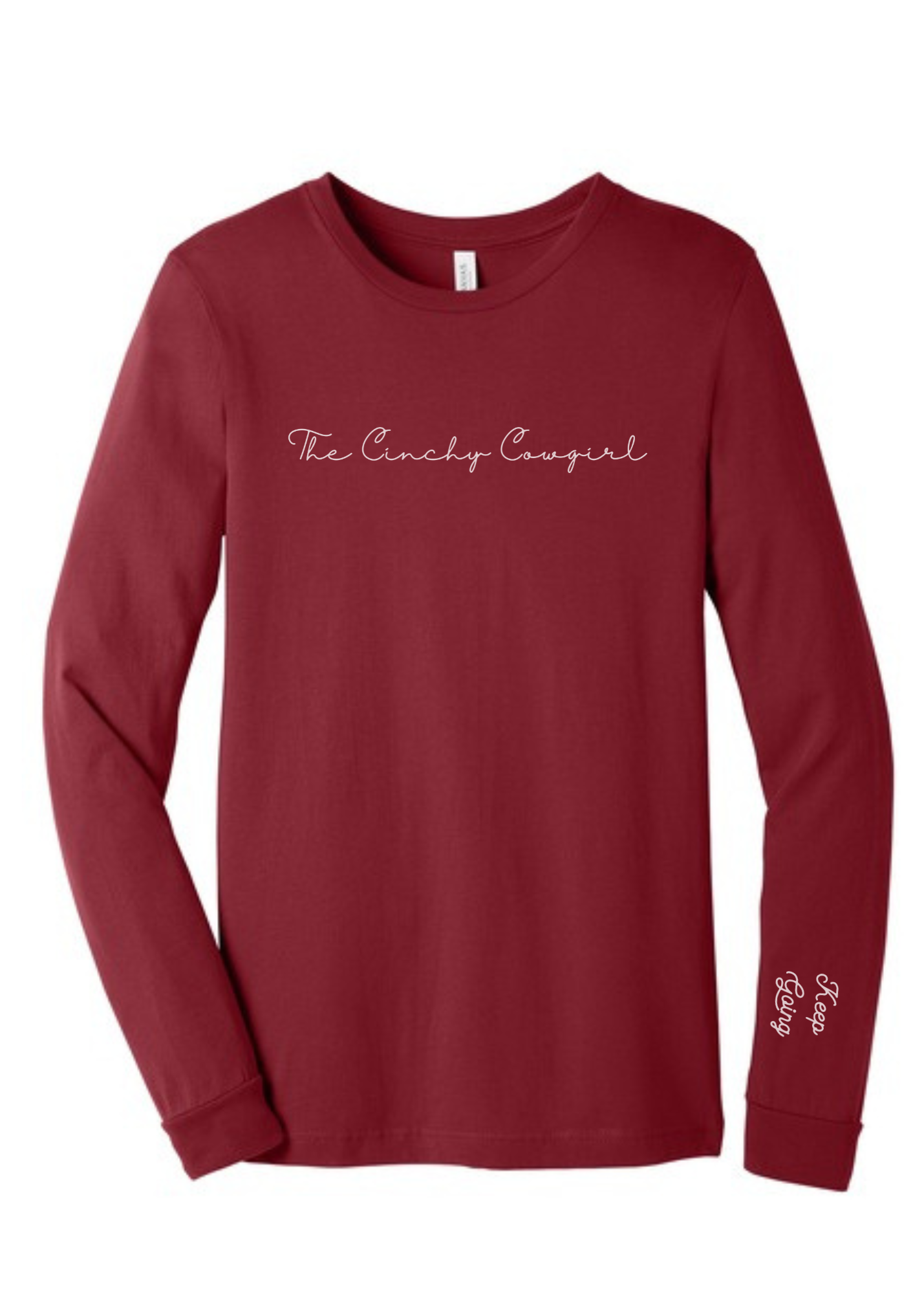 Keep Going Long Sleeve Graphic Tee graphic tee long sleeve The Cinchy Cowgirl Small Heather Cardinal