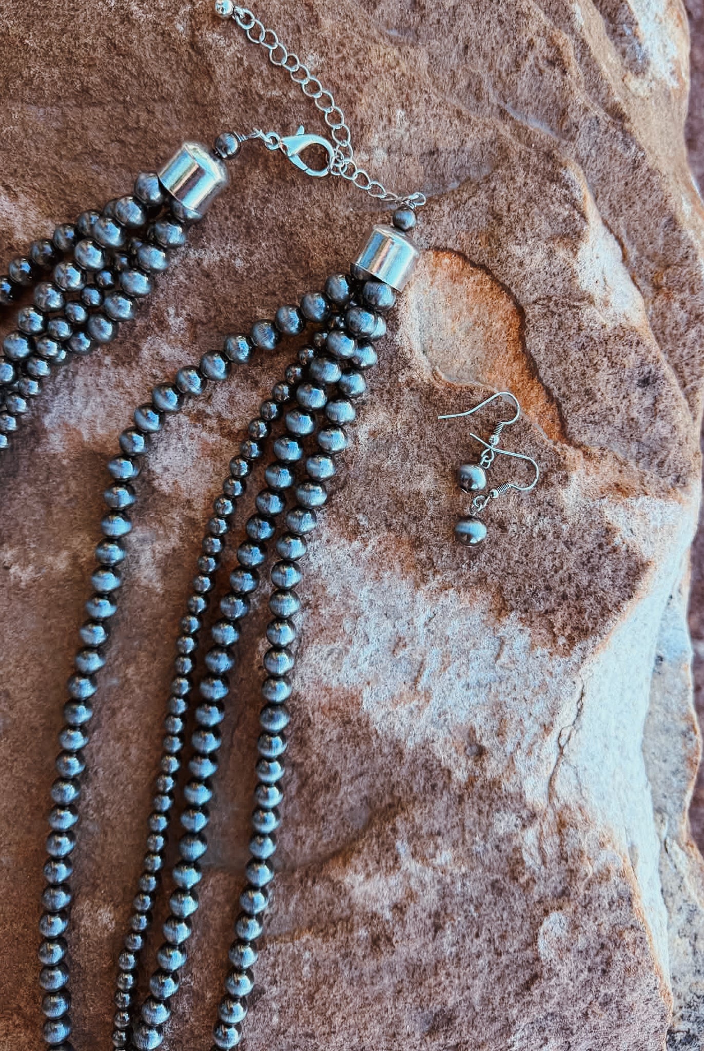 Layered Beaded Necklace Set Necklace Blue Tortoise