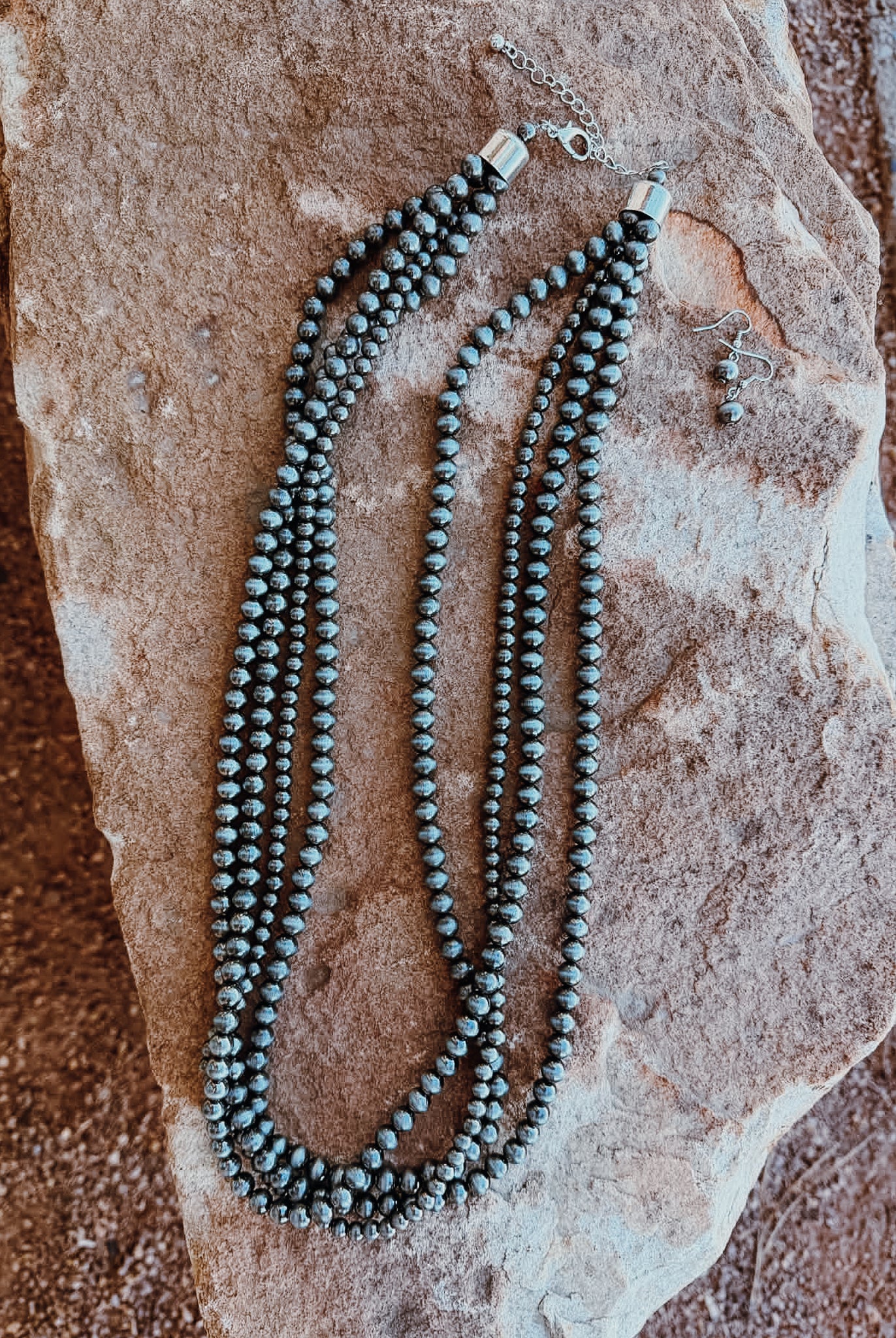 Layered Beaded Necklace Set Necklace Blue Tortoise