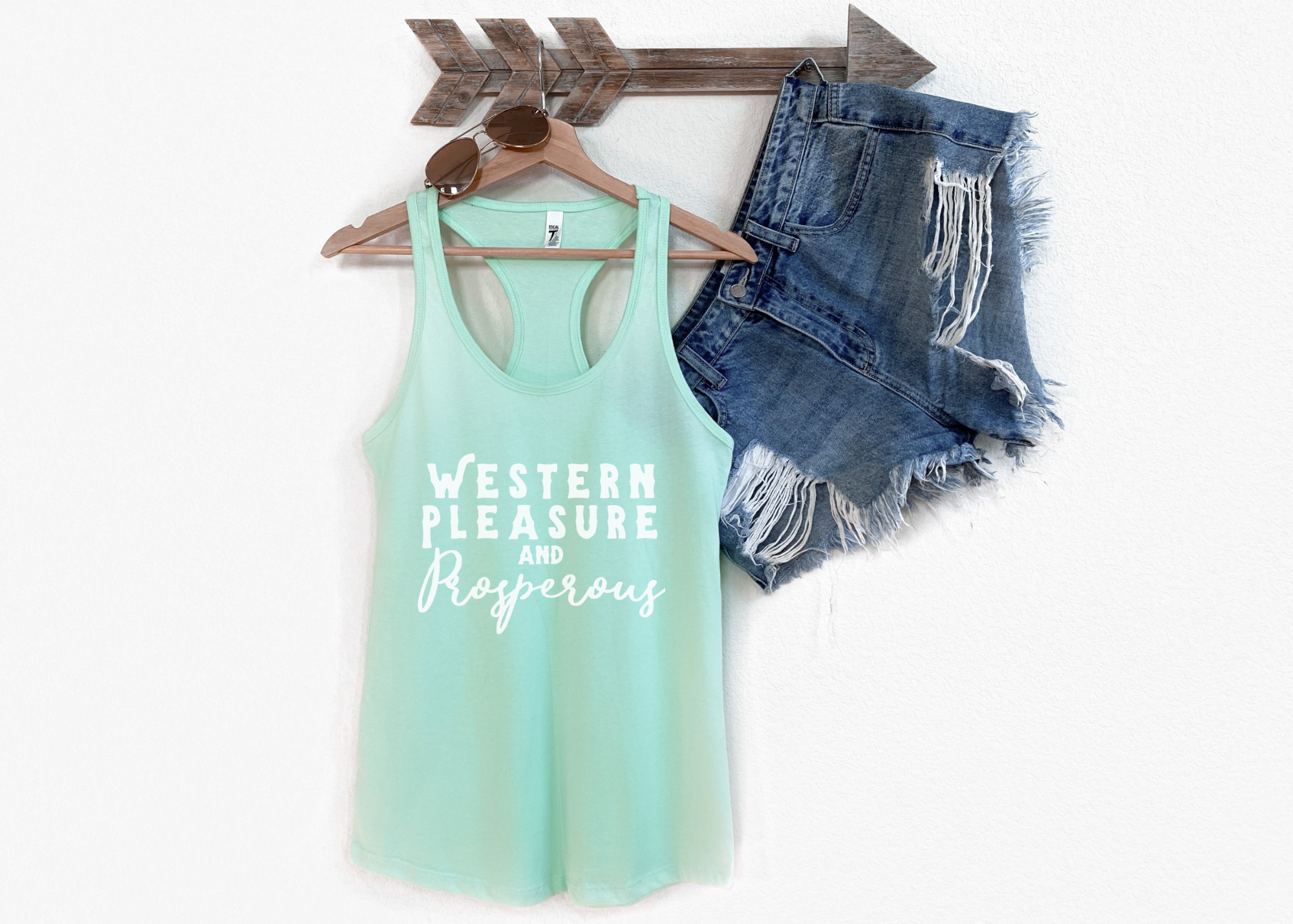 Western Pleasure & Prosperous Racerback Tank Horse Riding Discipline Tee Printify XS Solid Mint