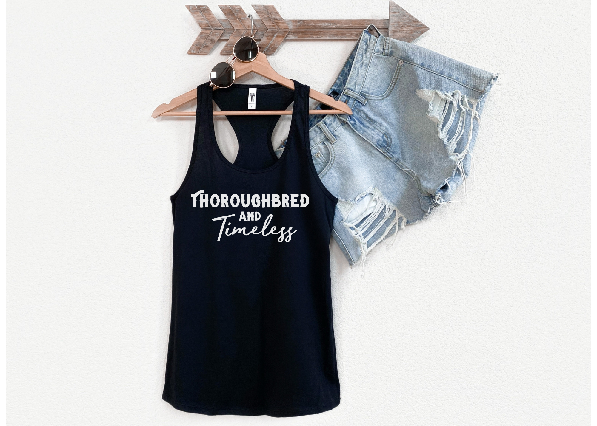Thoroughbred & Timeless Racerback Tank Horse Color Shirts Printify