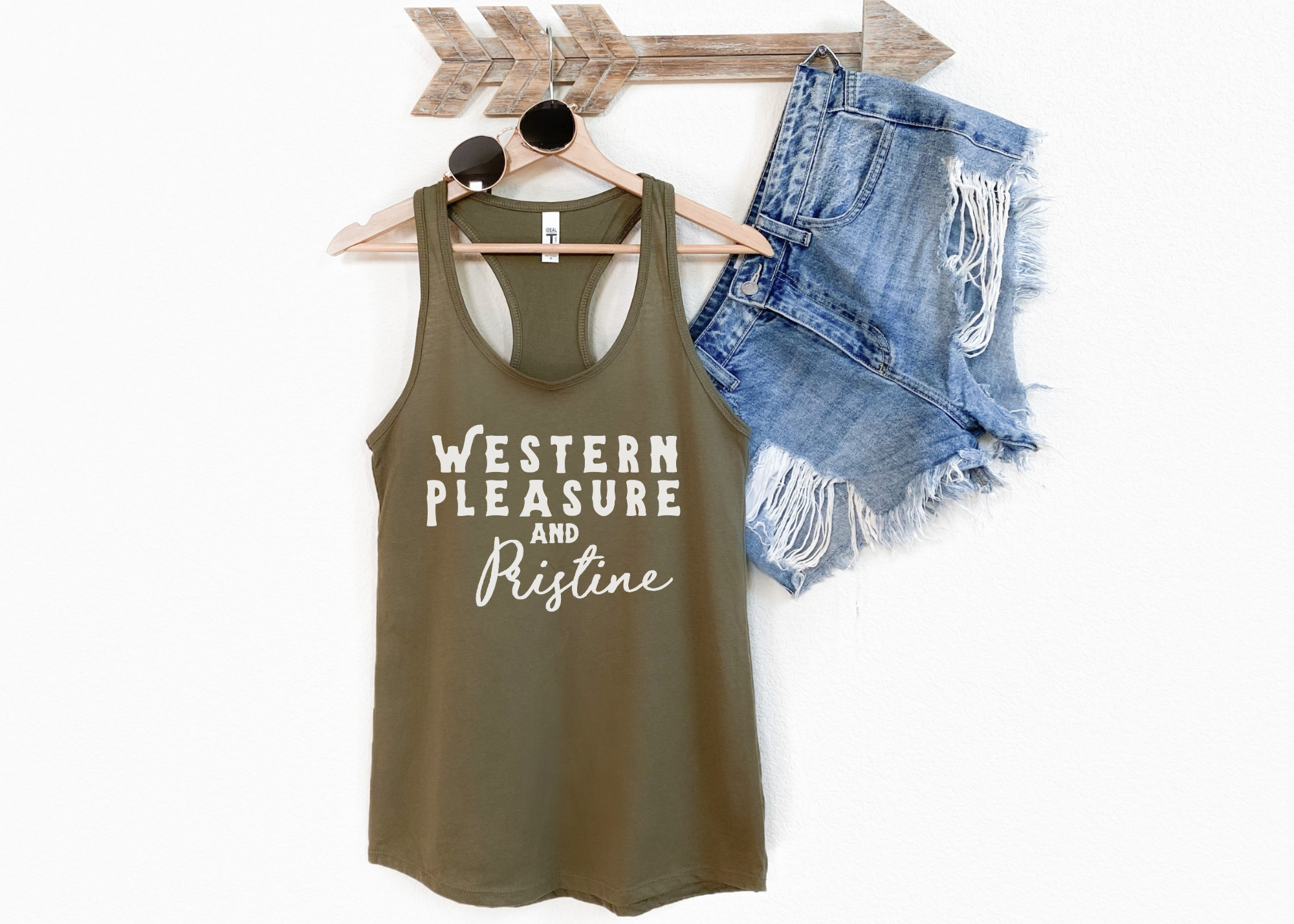 Western Pleasure & Pristine Racerback Tank Horse Riding Discipline Tee Printify XS Solid Military Green